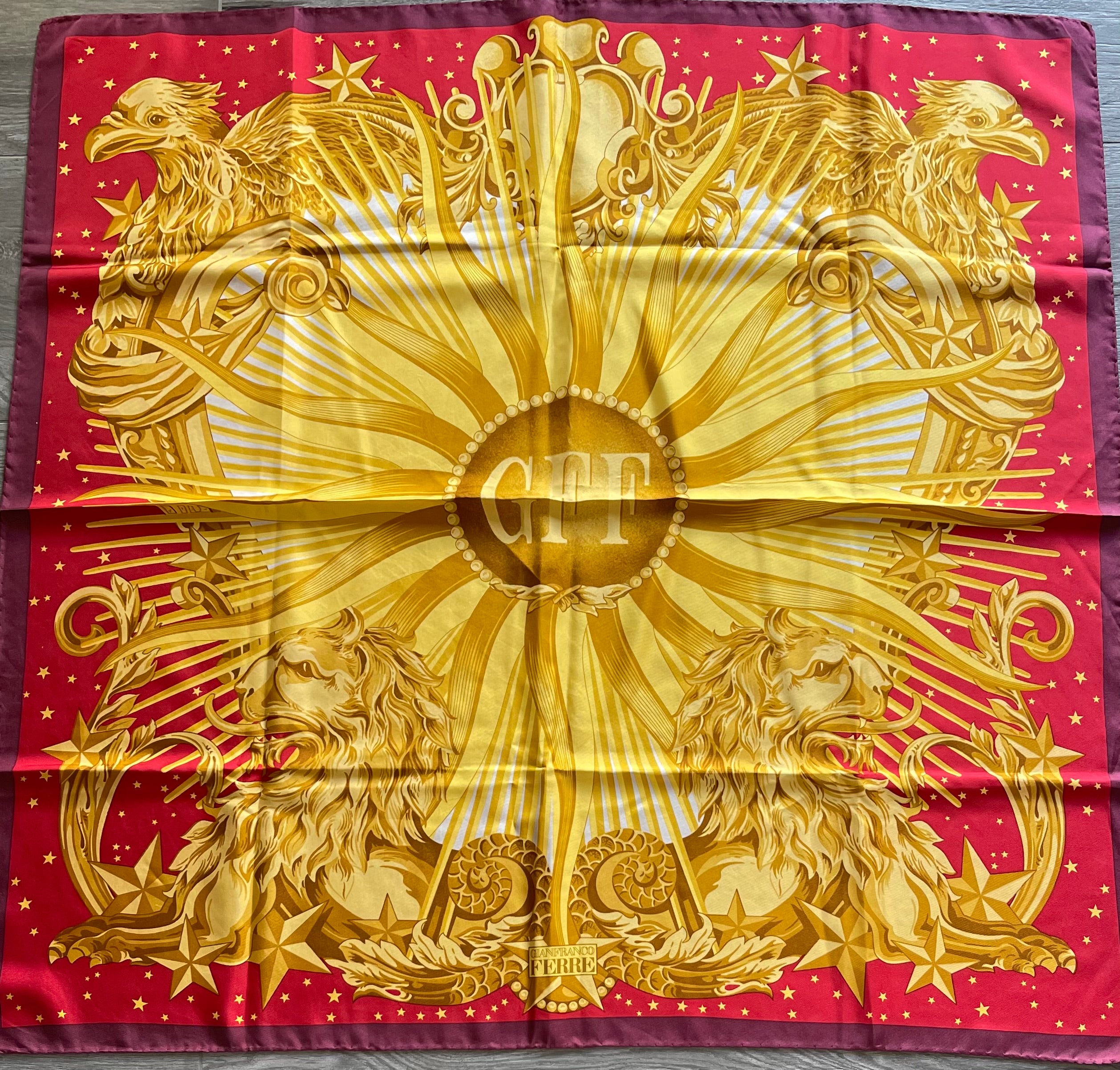Gianfranco Ferre carré foulard scarf schal sjaal seide silk soie