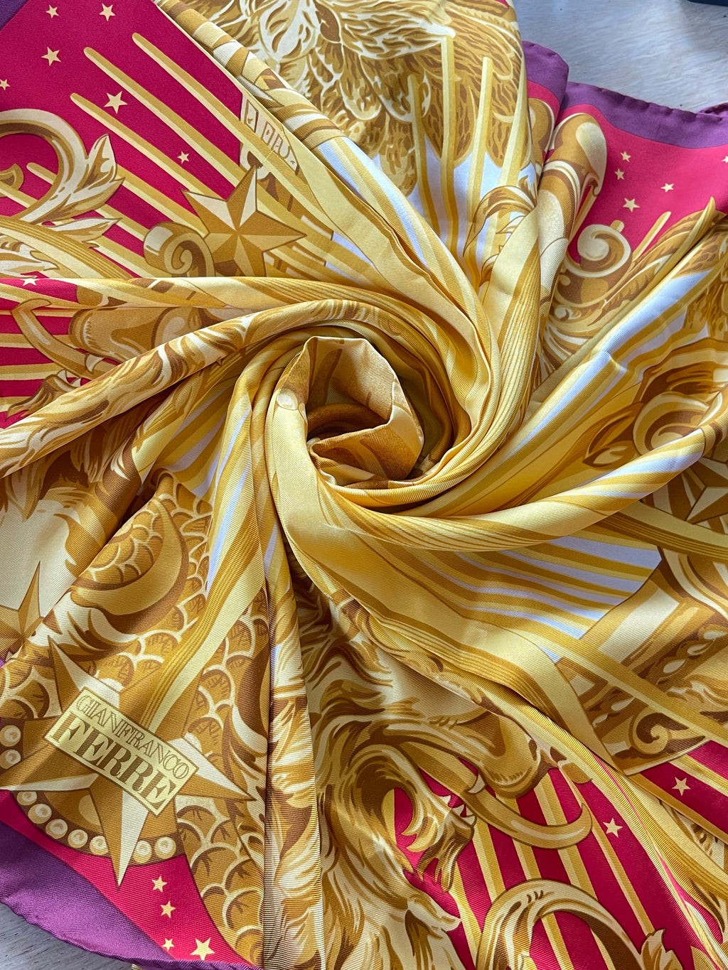 Gianfranco Ferre carré foulard scarf schal sjaal seide silk soie