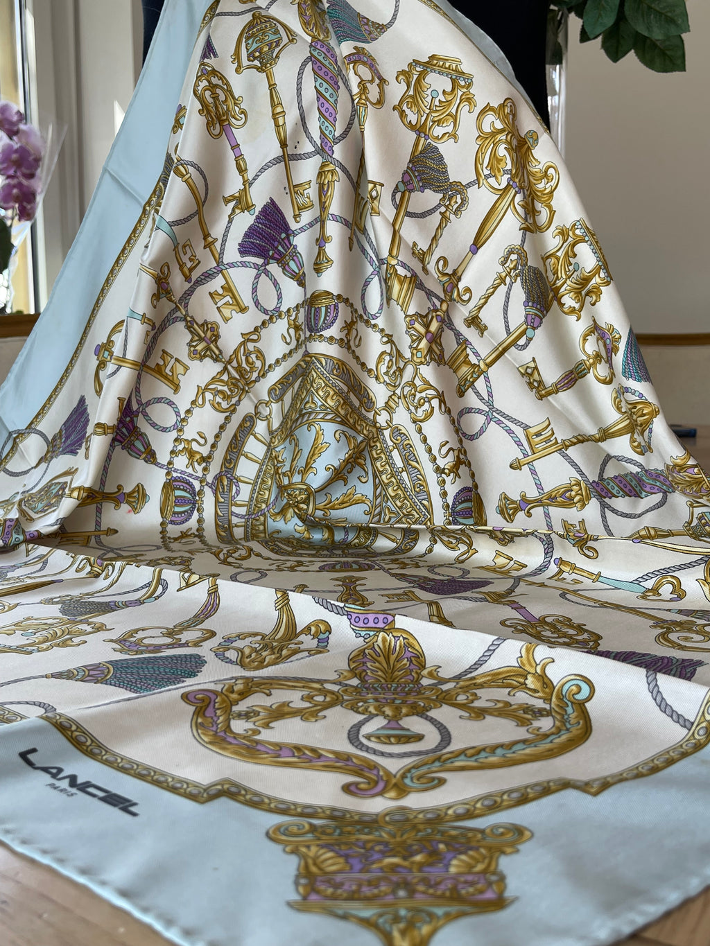 Lancel foulard carré schal sjaal seide soie silk