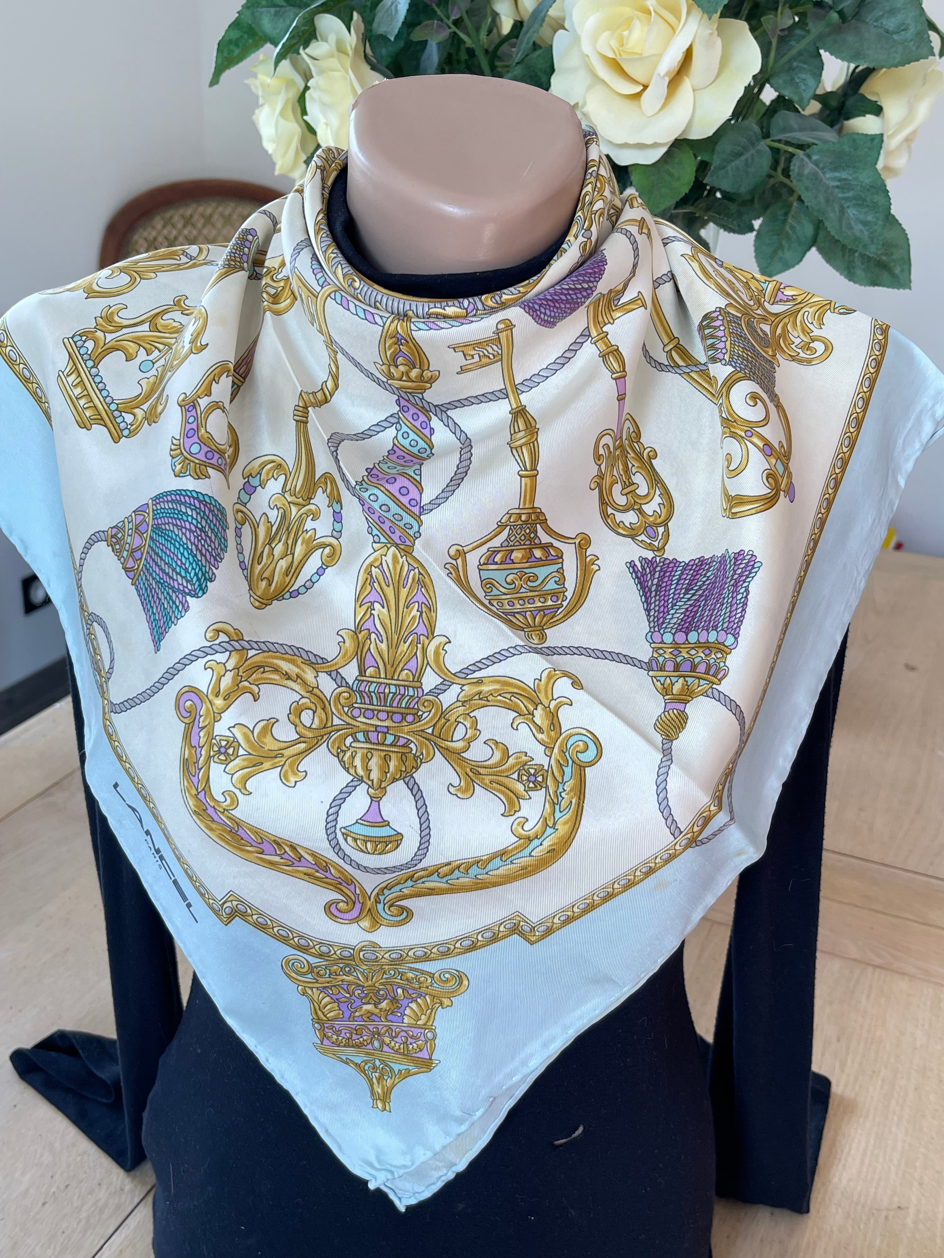 Lancel foulard carré schal sjaal seide soie silk