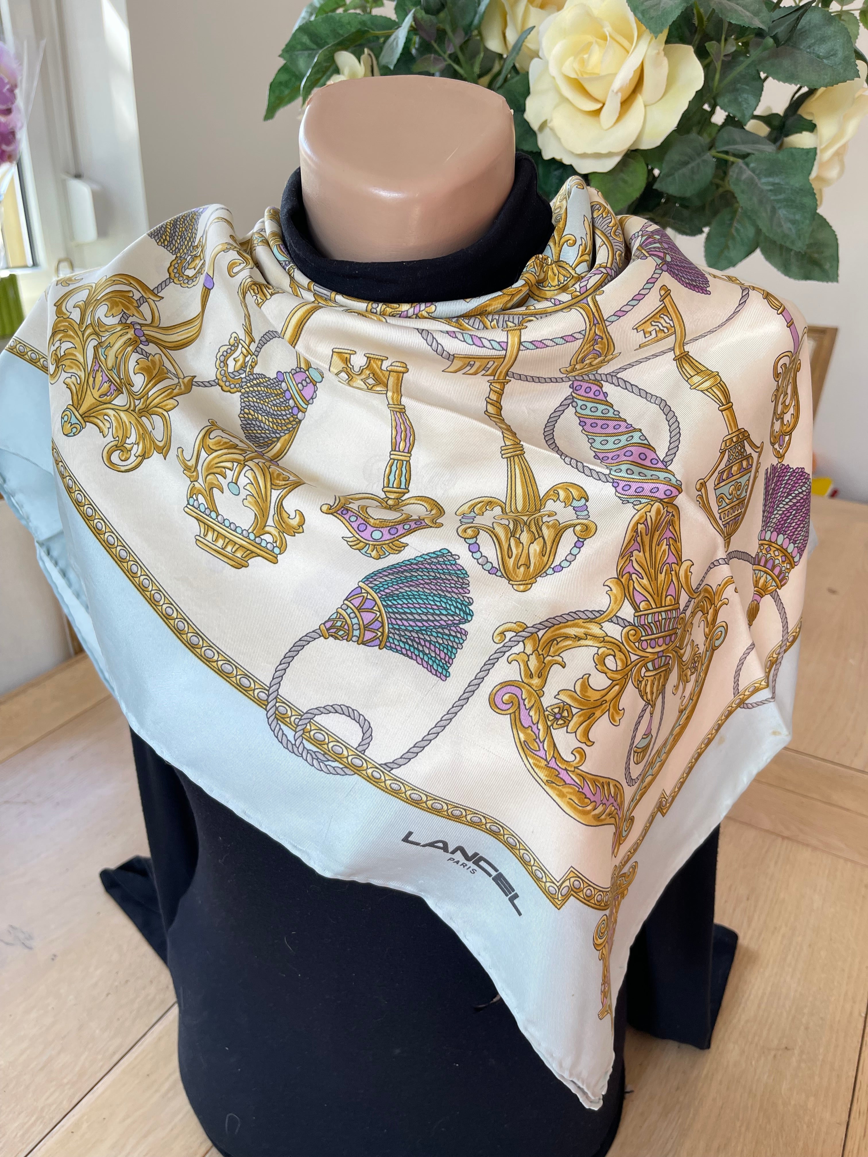 Lancel foulard carré schal sjaal seide soie silk