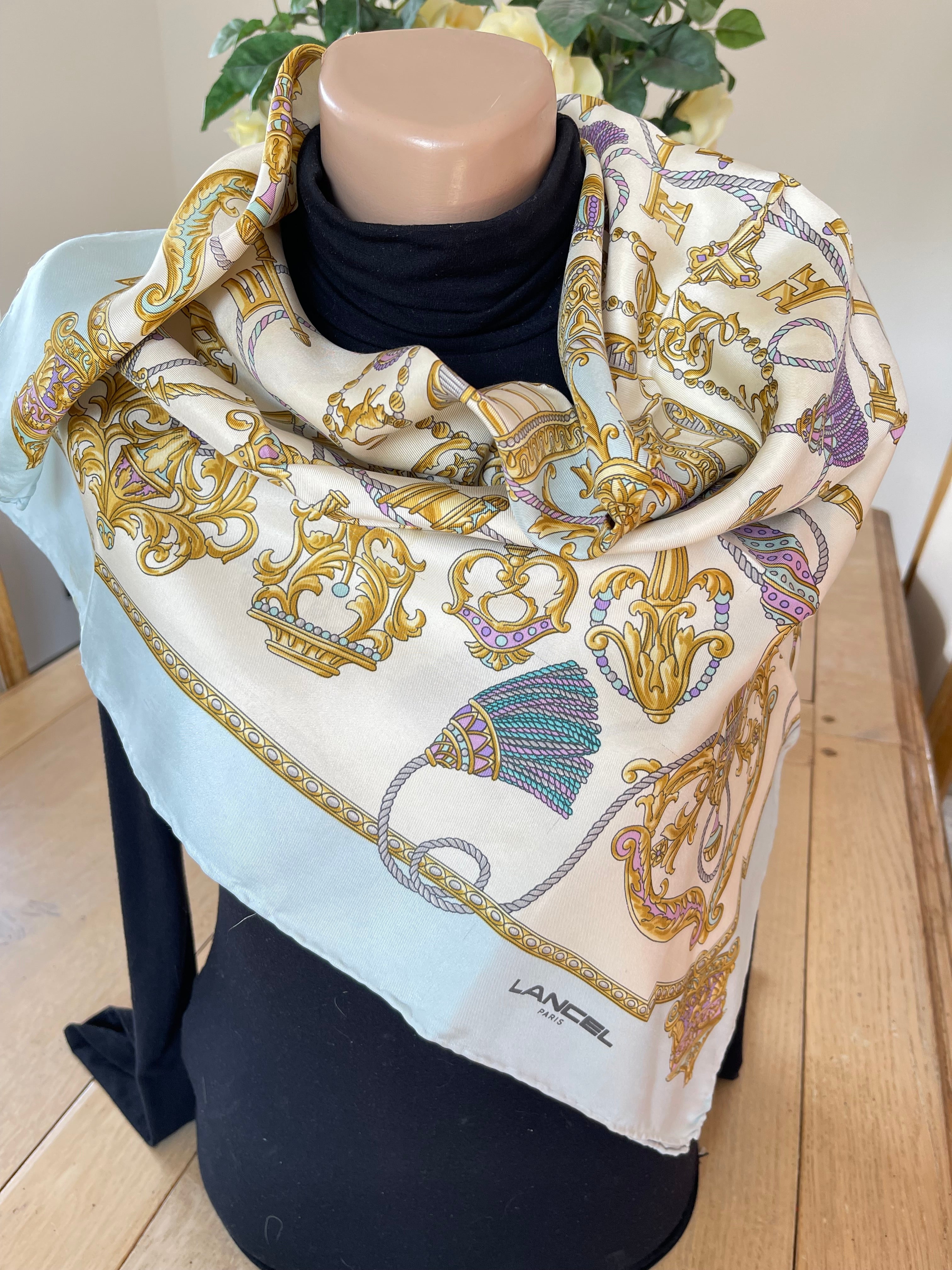 Lancel foulard carré schal sjaal seide soie silk