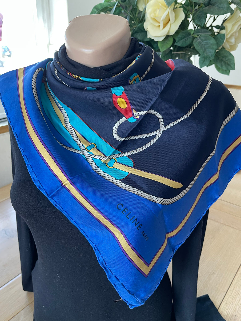 CELINE foulard carré schal sjaal seide silk soie