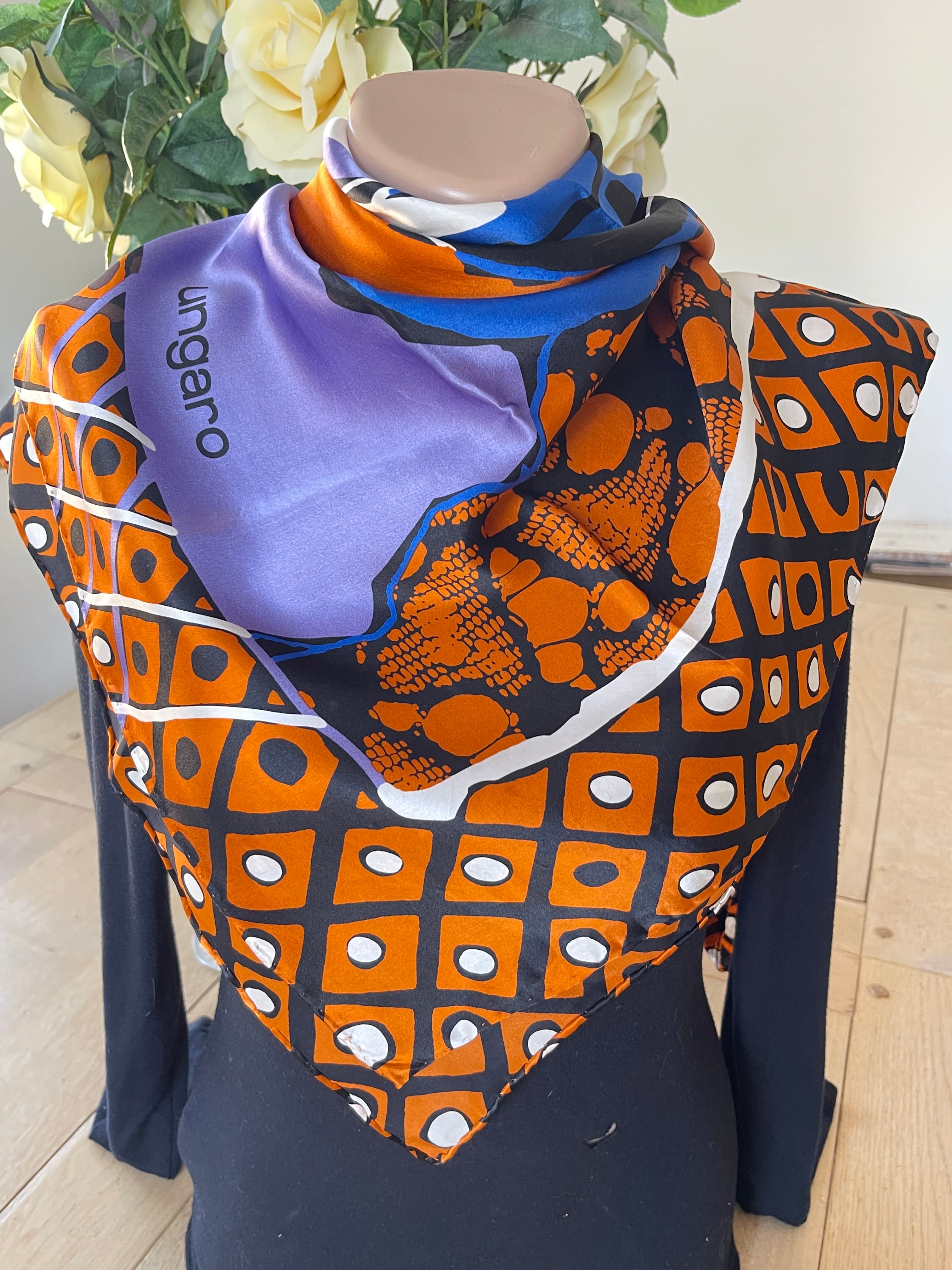UNGARO foulard carré schal sjaal seide silk soie
