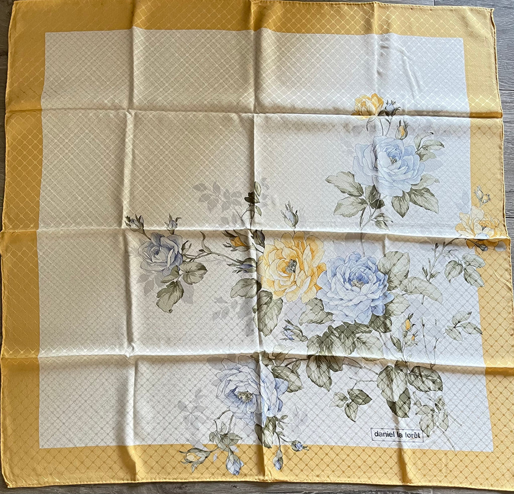DANIEL LA FORET carré foulard scarf schal sjaal seide soie silk