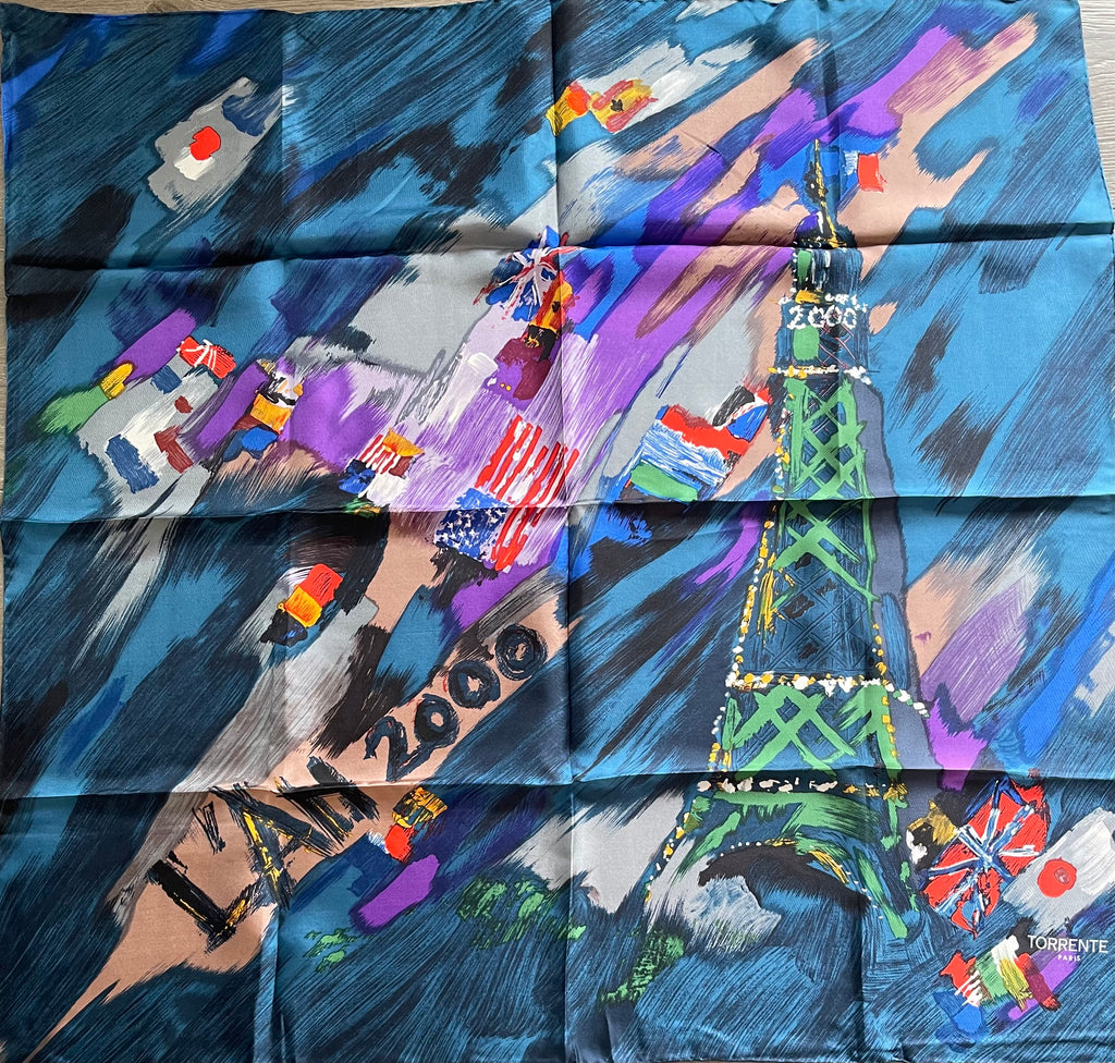 TORRENTE carré foulard scarf schal sjaal seide soie silk box