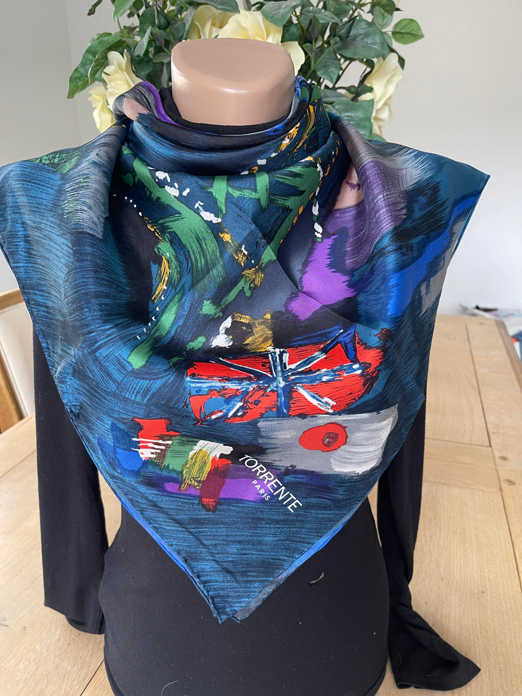 TORRENTE carré foulard scarf schal sjaal seide soie silk box