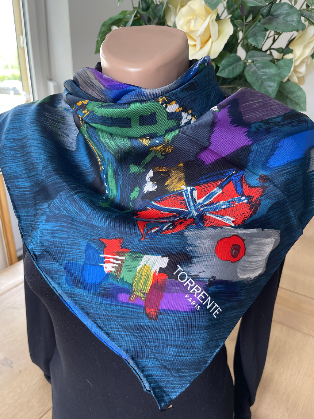 TORRENTE carré foulard scarf schal sjaal seide soie silk box