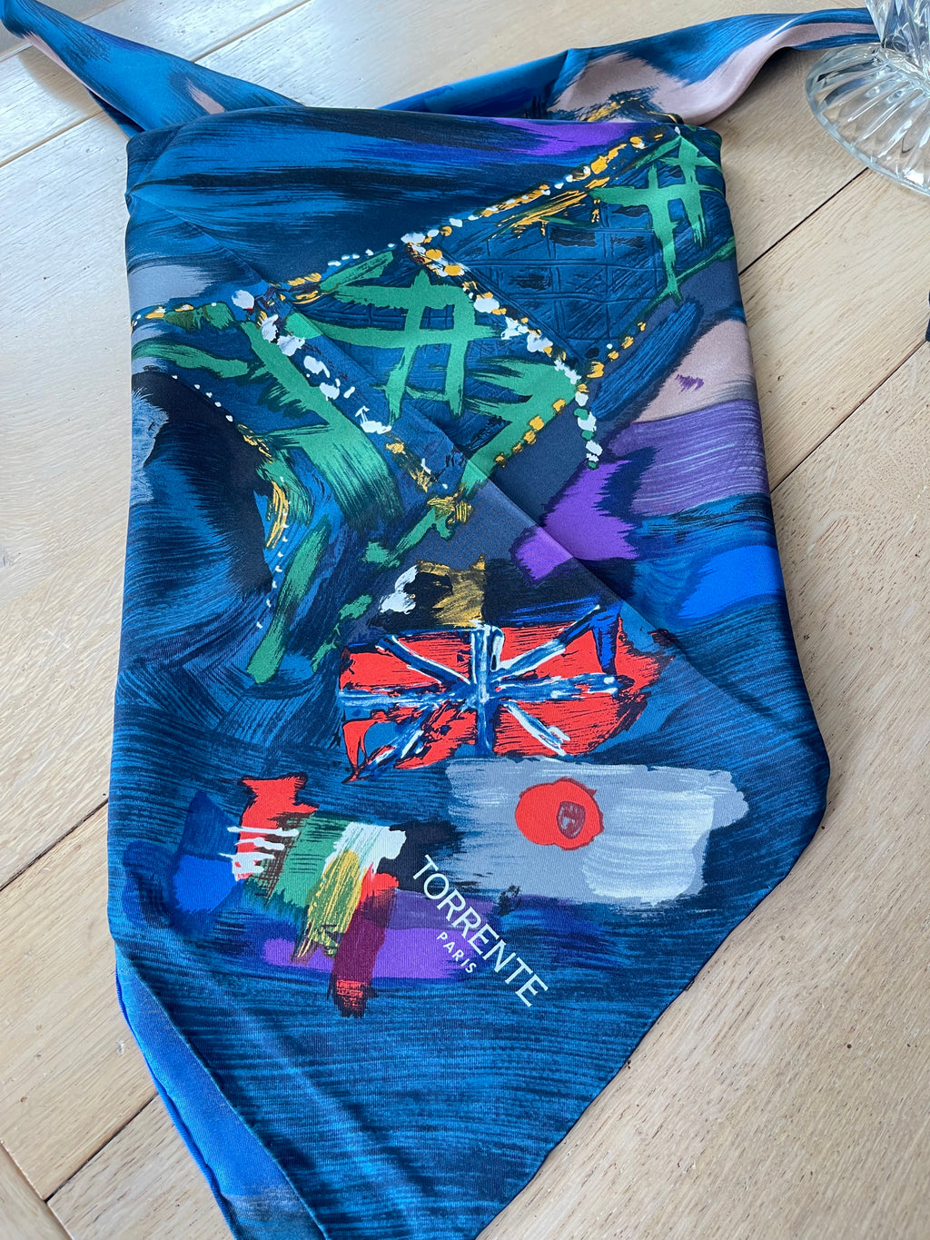 TORRENTE carré foulard scarf schal sjaal seide soie silk box