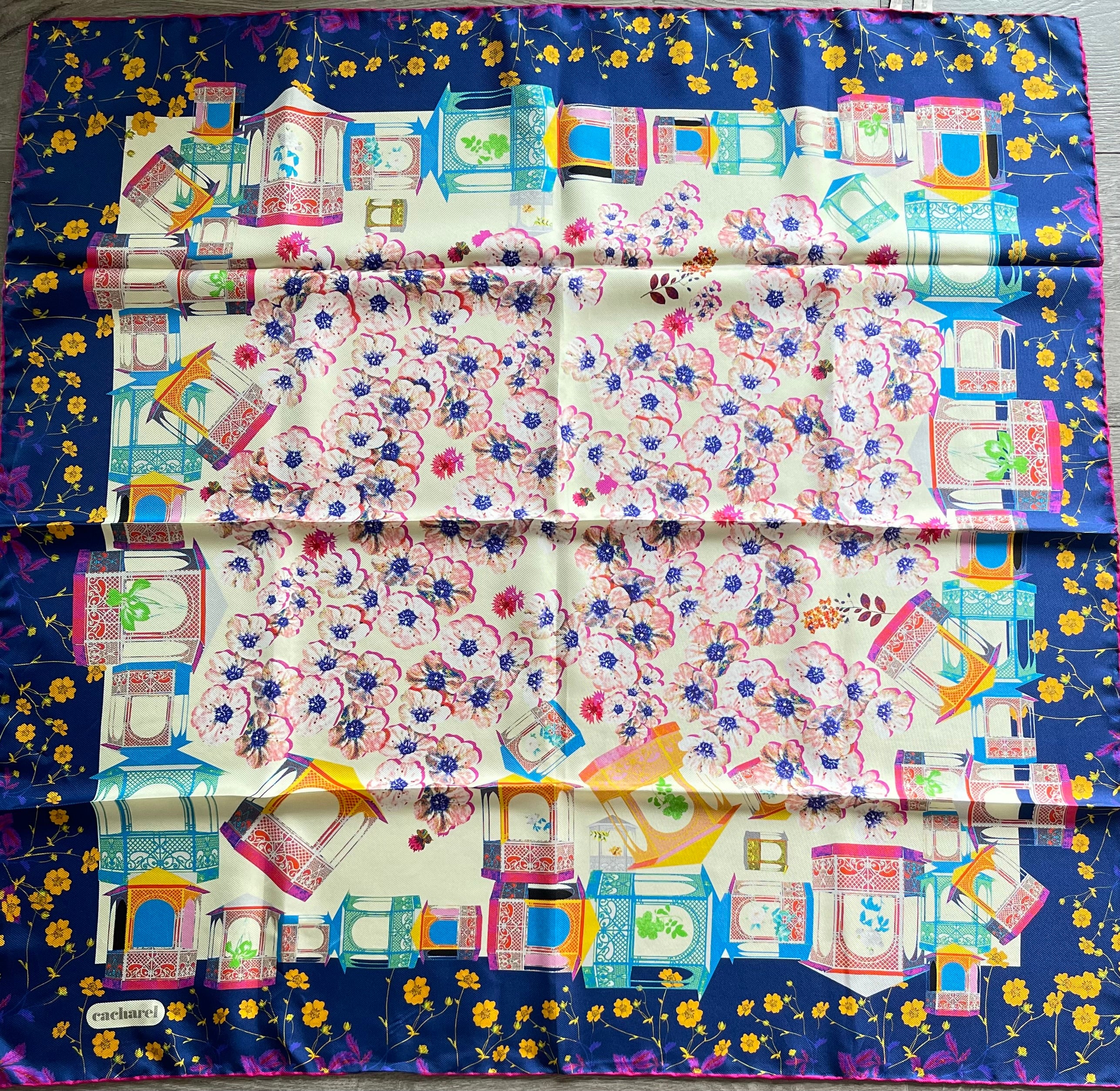 CACHAREL foulard carré scarf seide silk soie