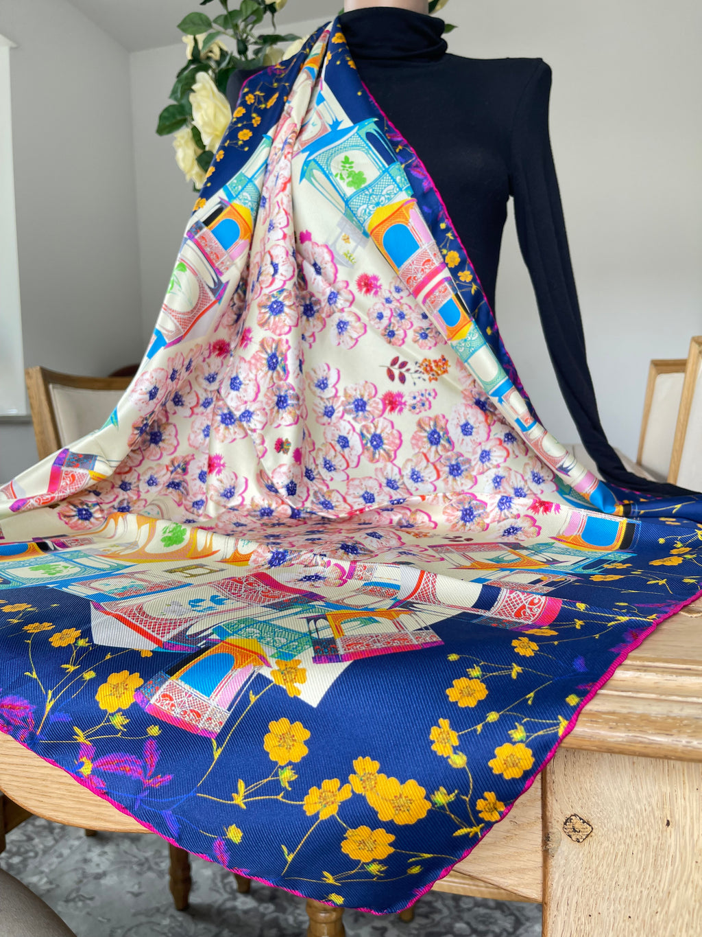 CACHAREL foulard carré scarf seide silk soie