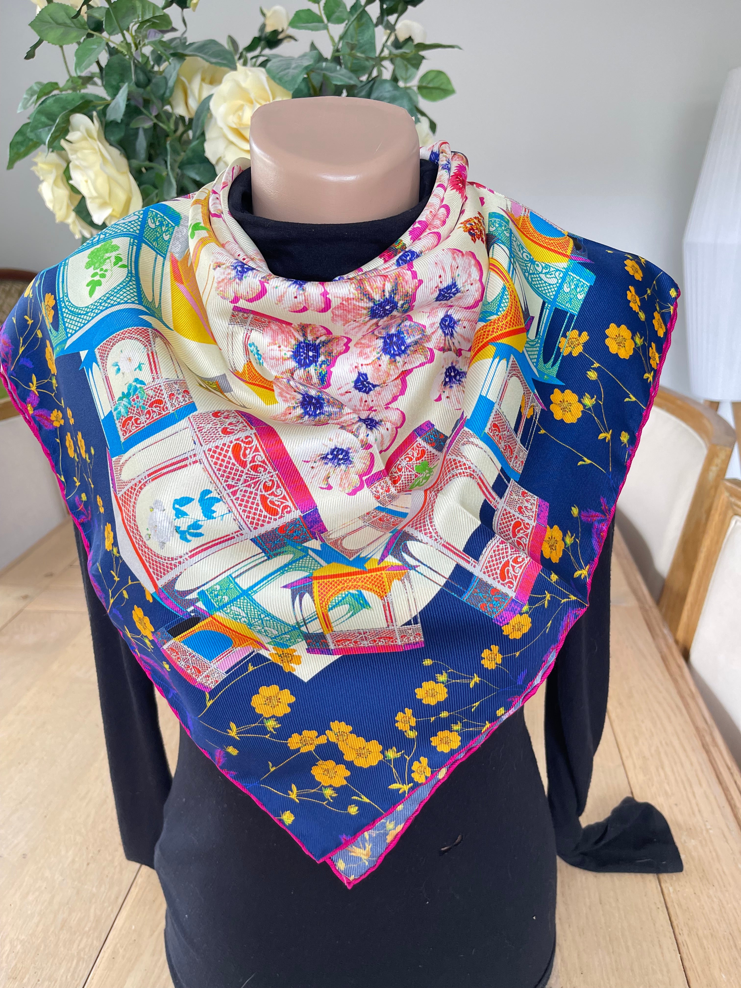 CACHAREL foulard carré scarf seide silk soie