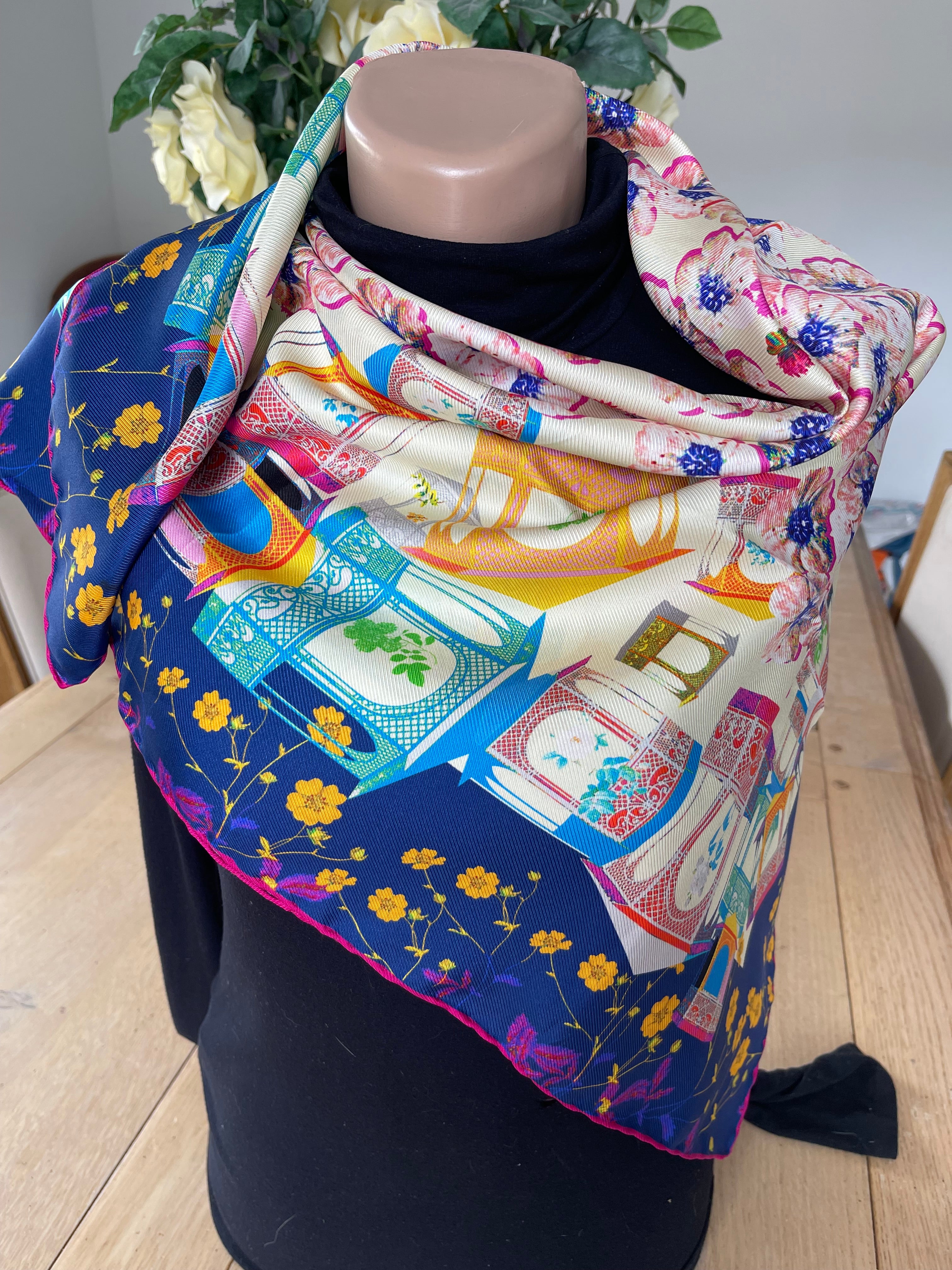 CACHAREL foulard carré scarf seide silk soie