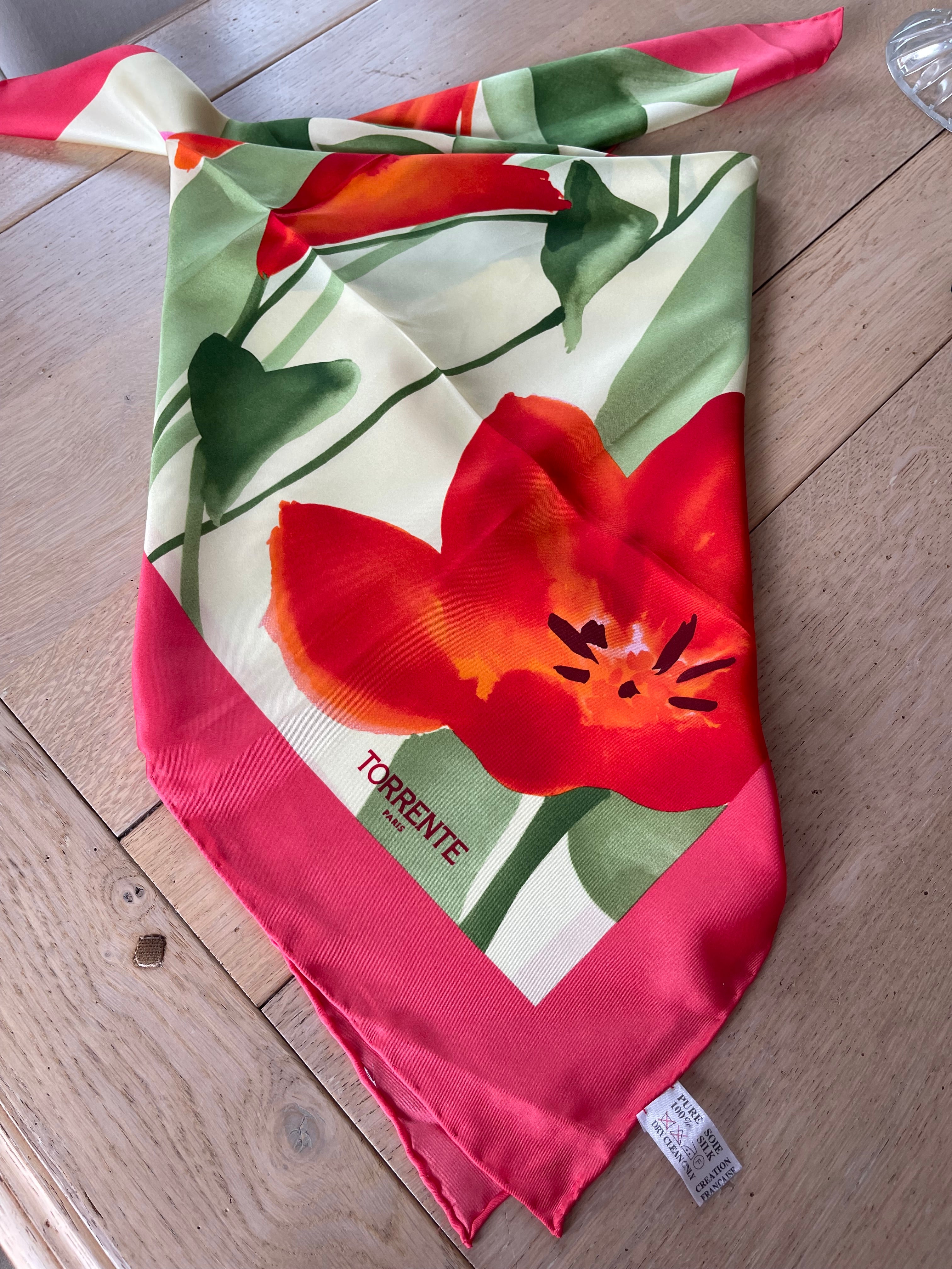 TORRENTE carré foulard scarf schal sjaal seide soie silk