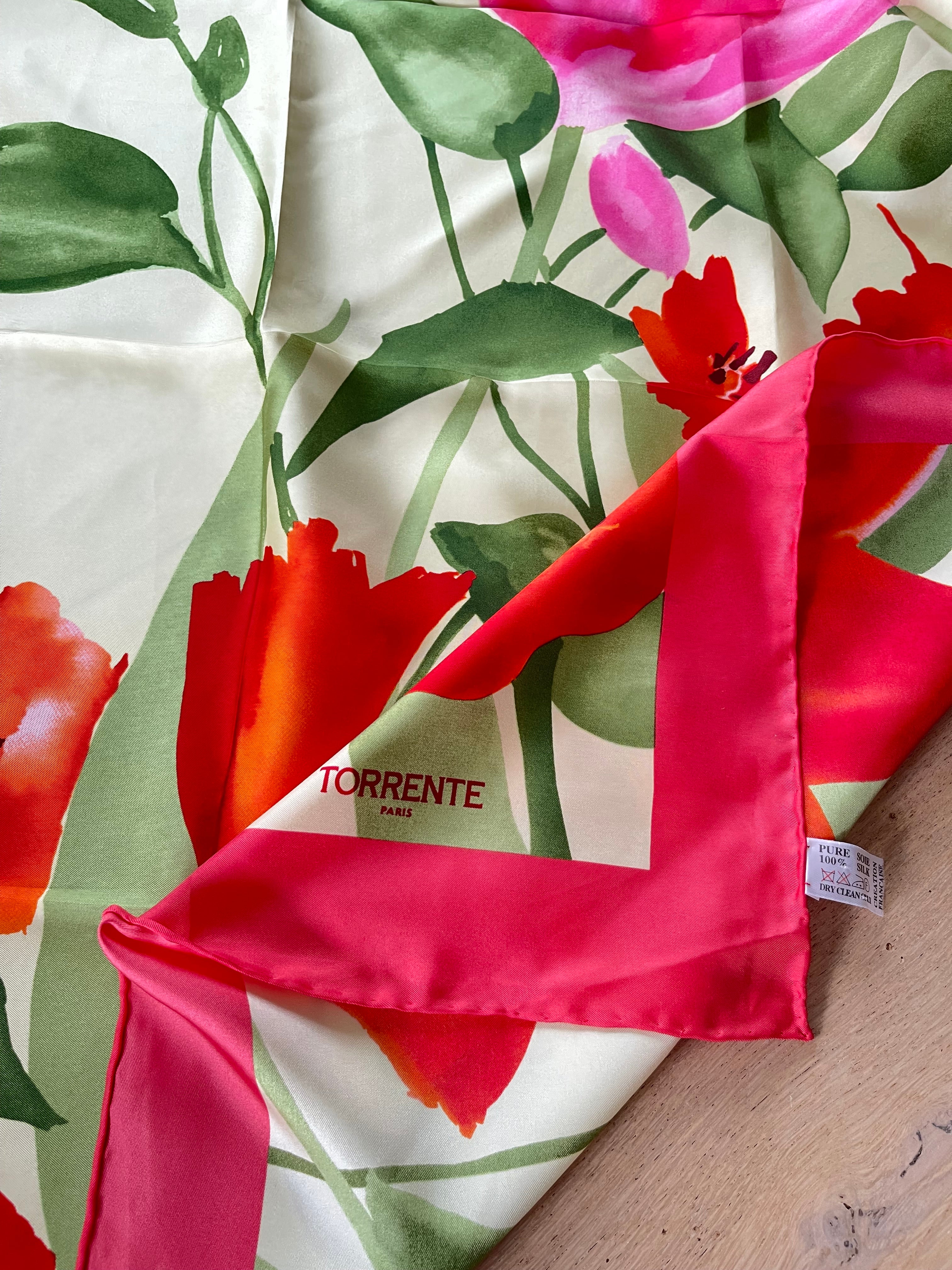 TORRENTE carré foulard scarf schal sjaal seide soie silk