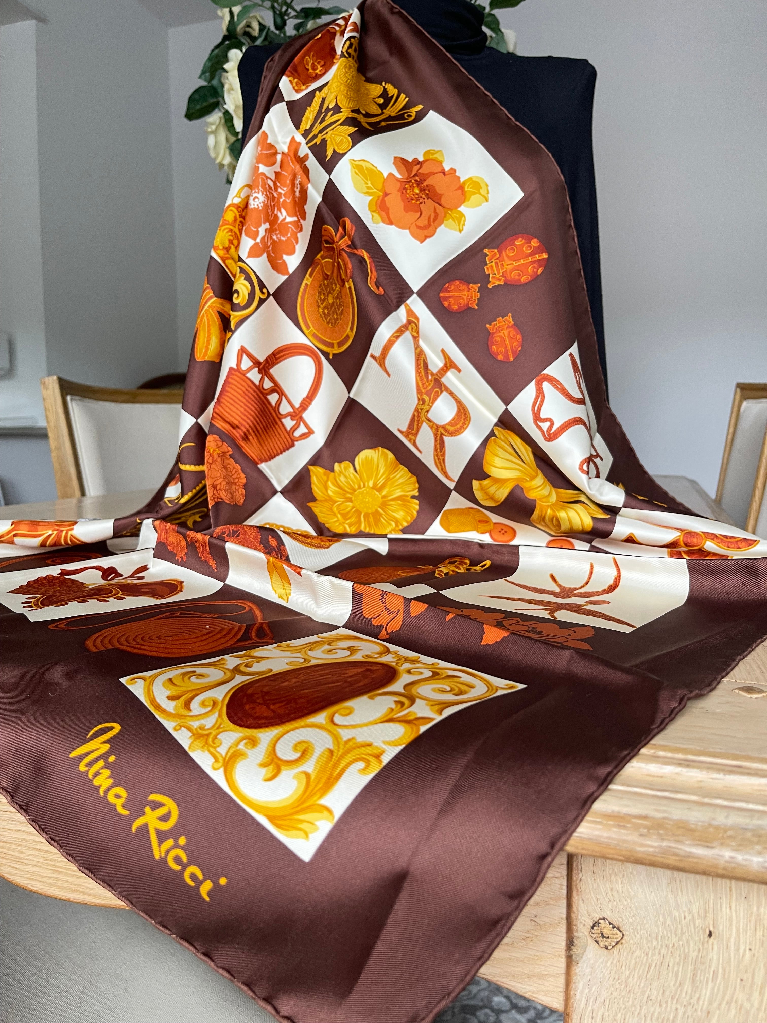 NINA RICCI foulard scarf schal sjaal seide silk soie