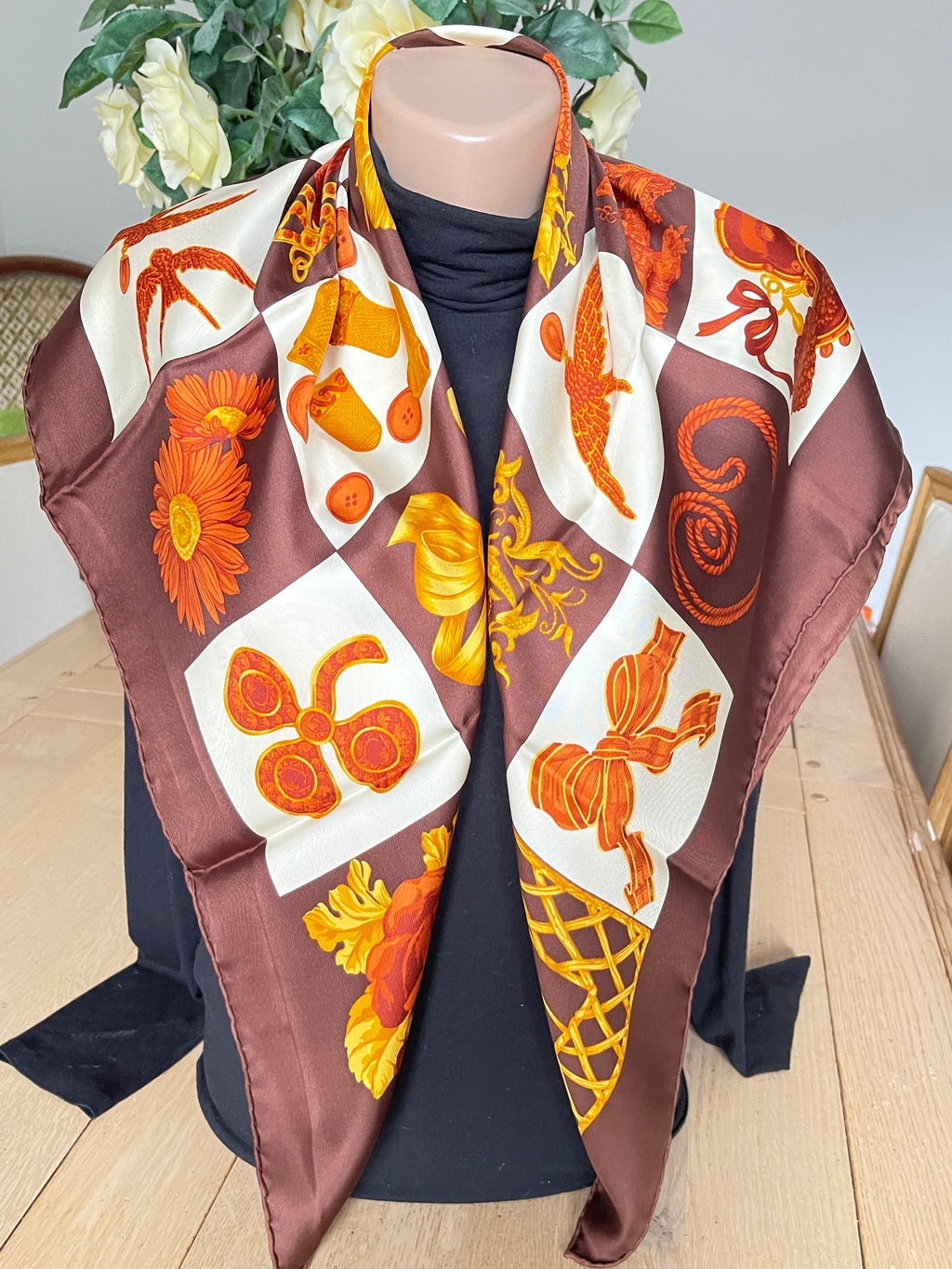 NINA RICCI foulard scarf schal sjaal seide silk soie