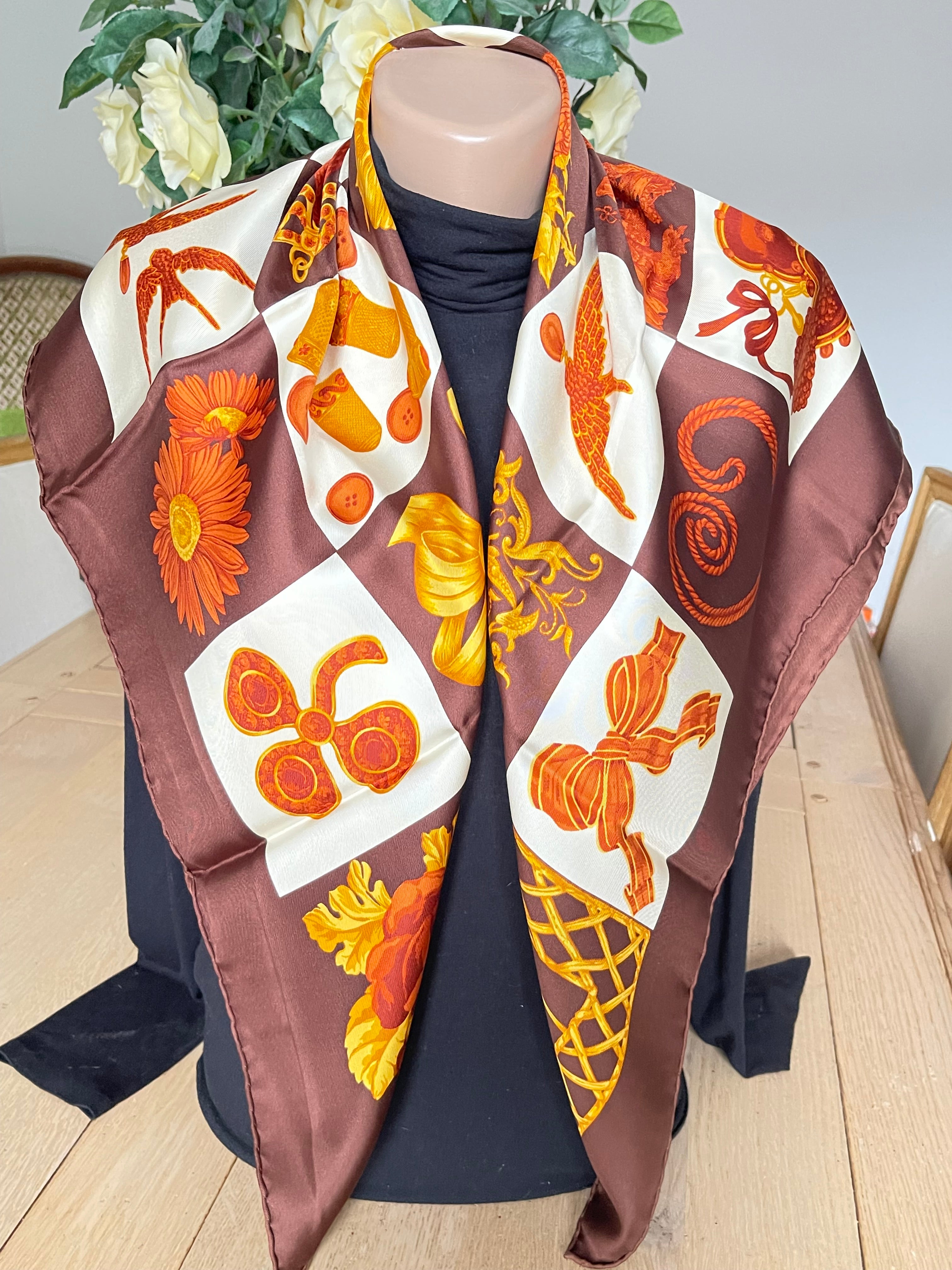 NINA RICCI foulard scarf schal sjaal seide silk soie