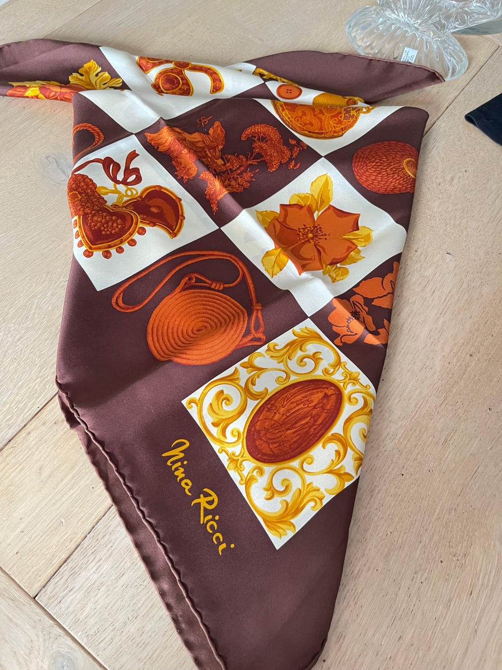 NINA RICCI foulard scarf schal sjaal seide silk soie