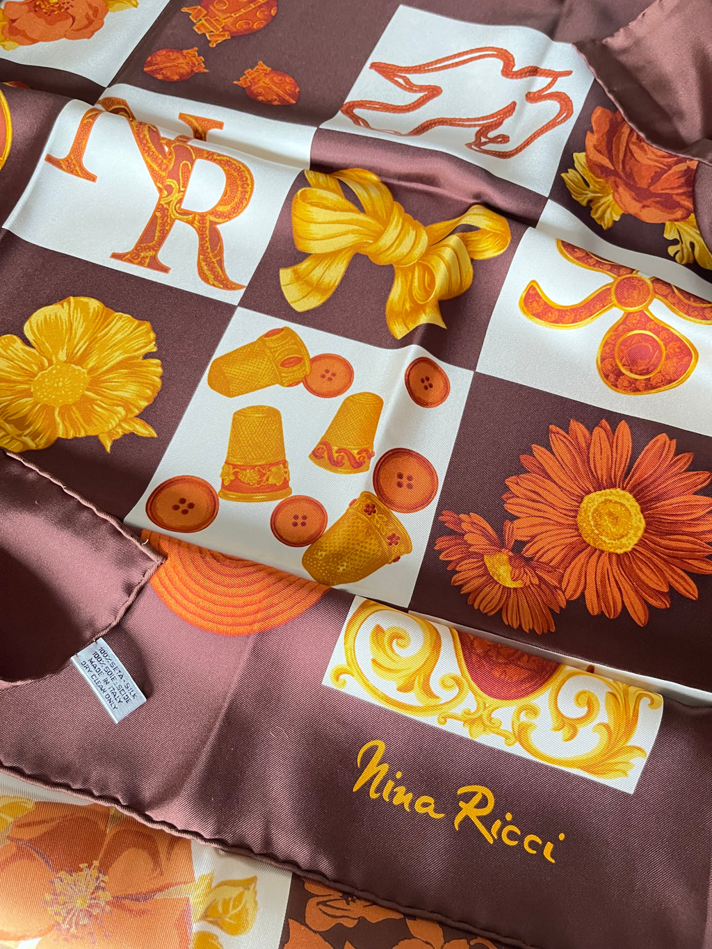 NINA RICCI foulard scarf schal sjaal seide silk soie