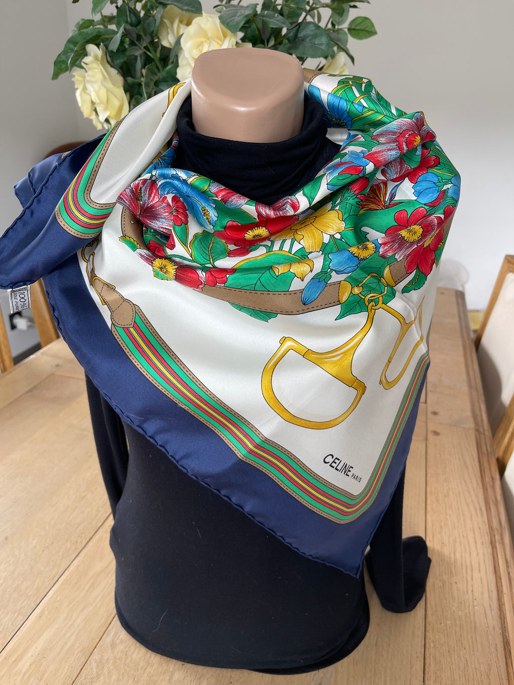 CELINE carré foulard scarf schal sjaal seide soie silk