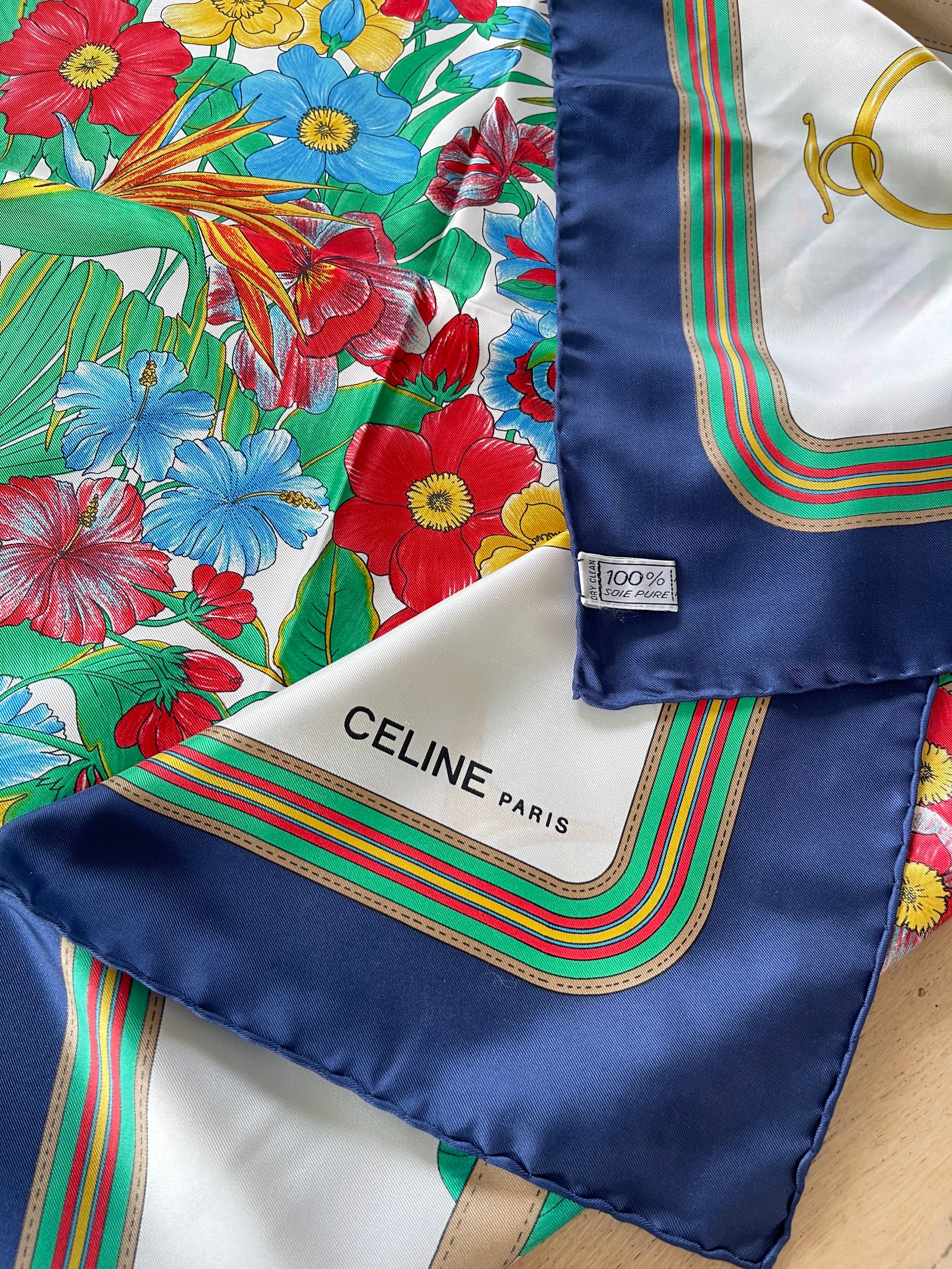 CELINE carré foulard scarf schal sjaal seide soie silk