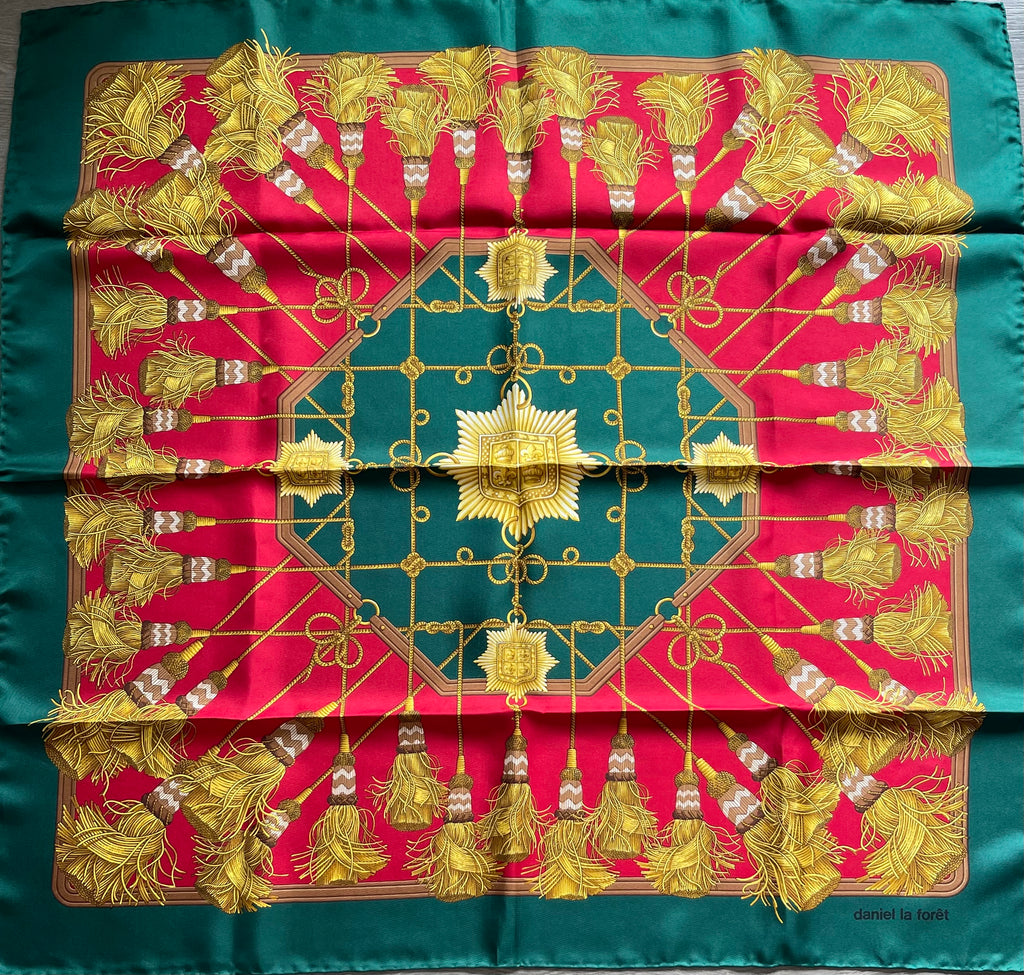 DANIEL LA FORET carré foulard scarf schal sjaal siede soie silk