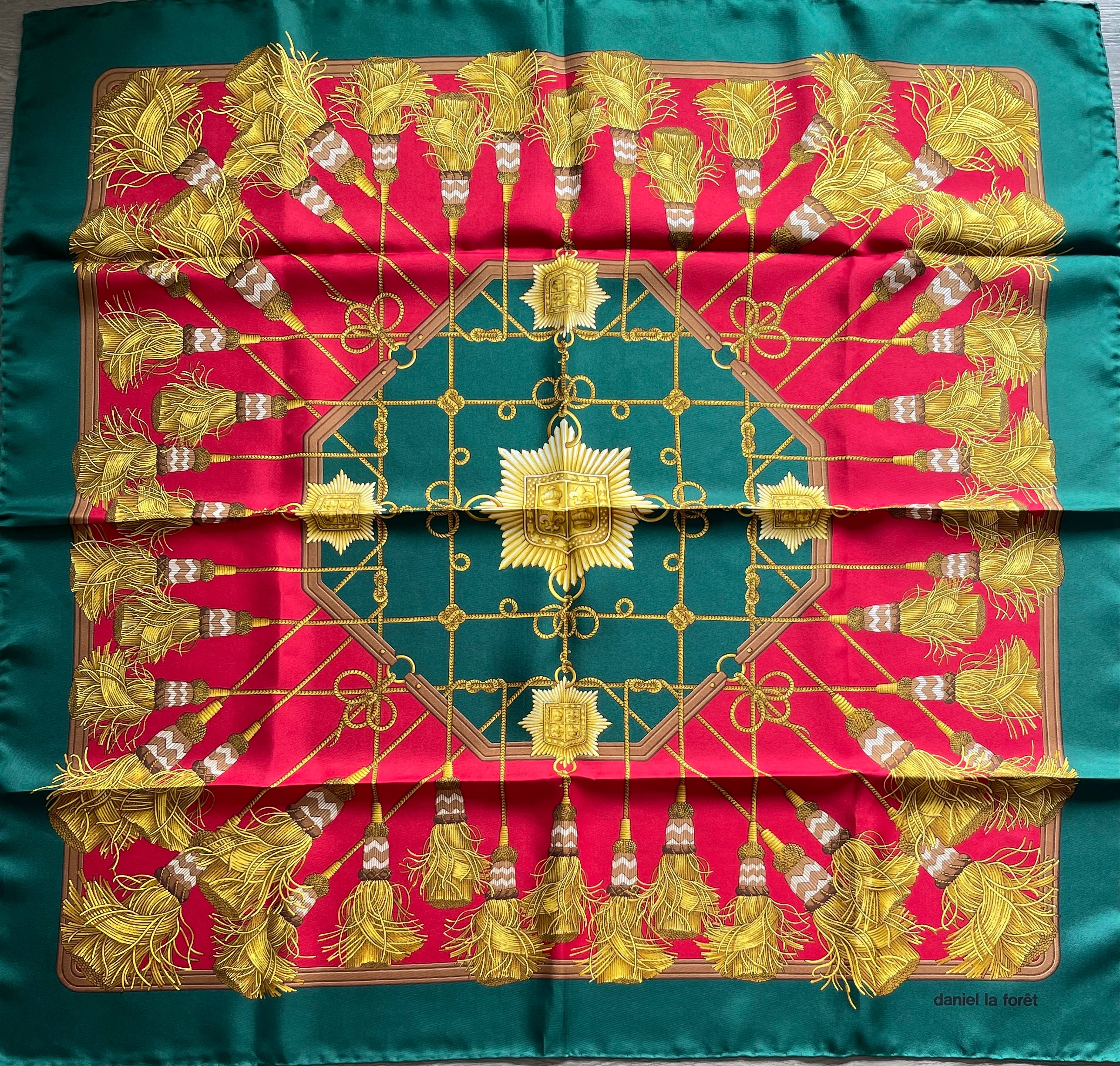 DANIEL LA FORET carré foulard scarf schal sjaal siede soie silk