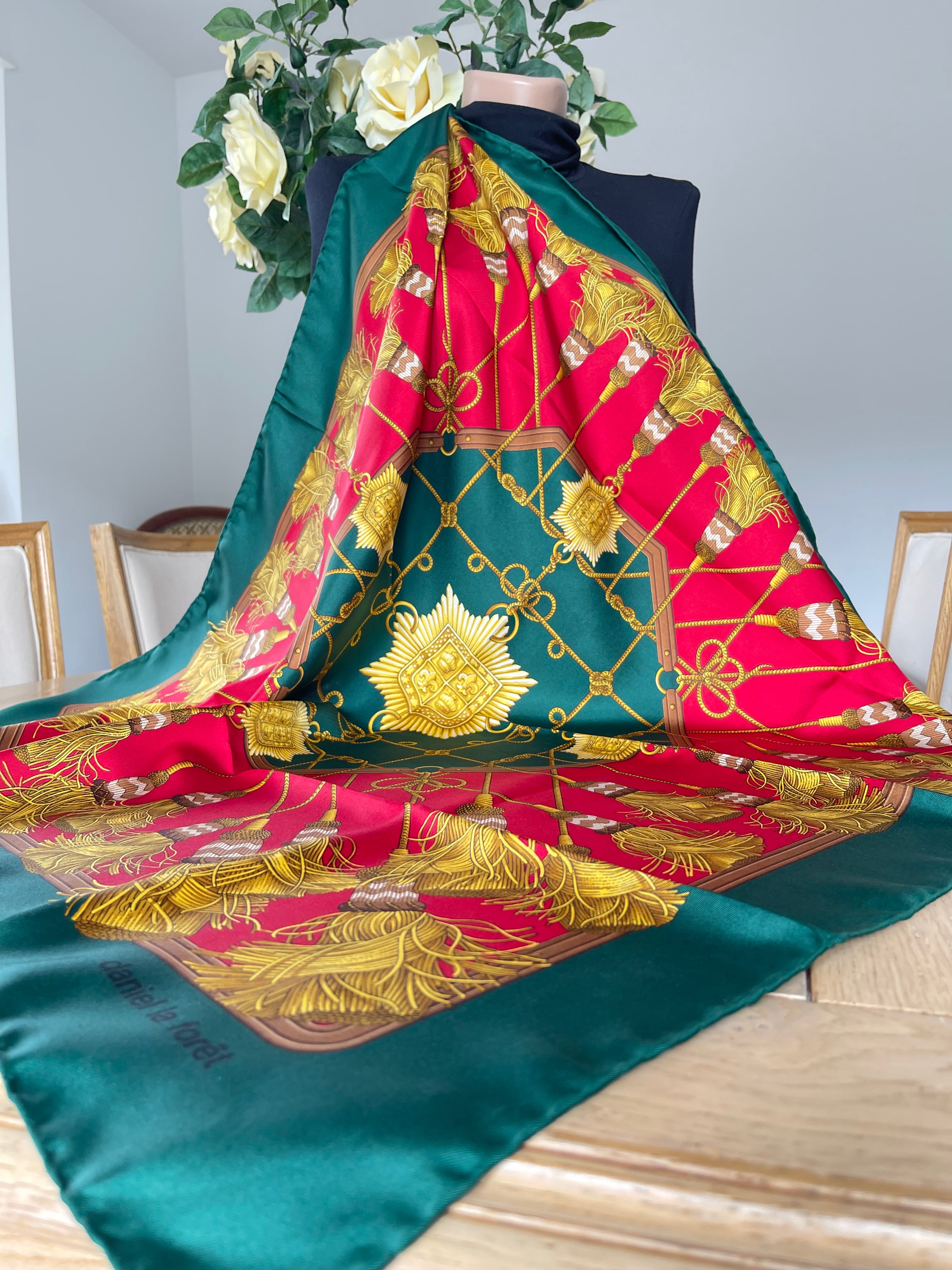 DANIEL LA FORET carré foulard scarf schal sjaal siede soie silk