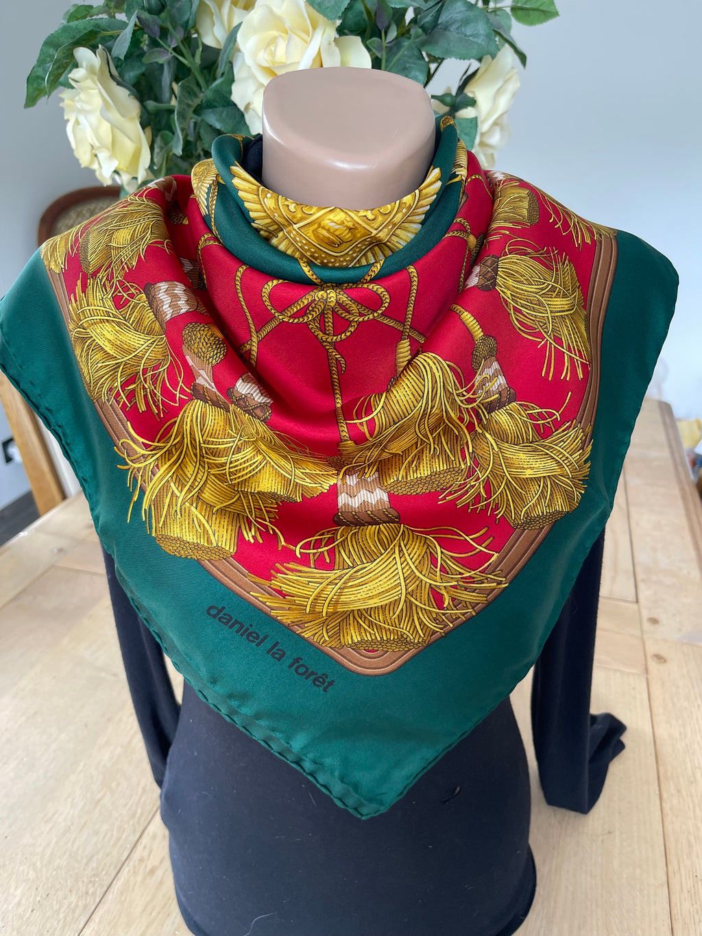 DANIEL LA FORET carré foulard scarf schal sjaal siede soie silk