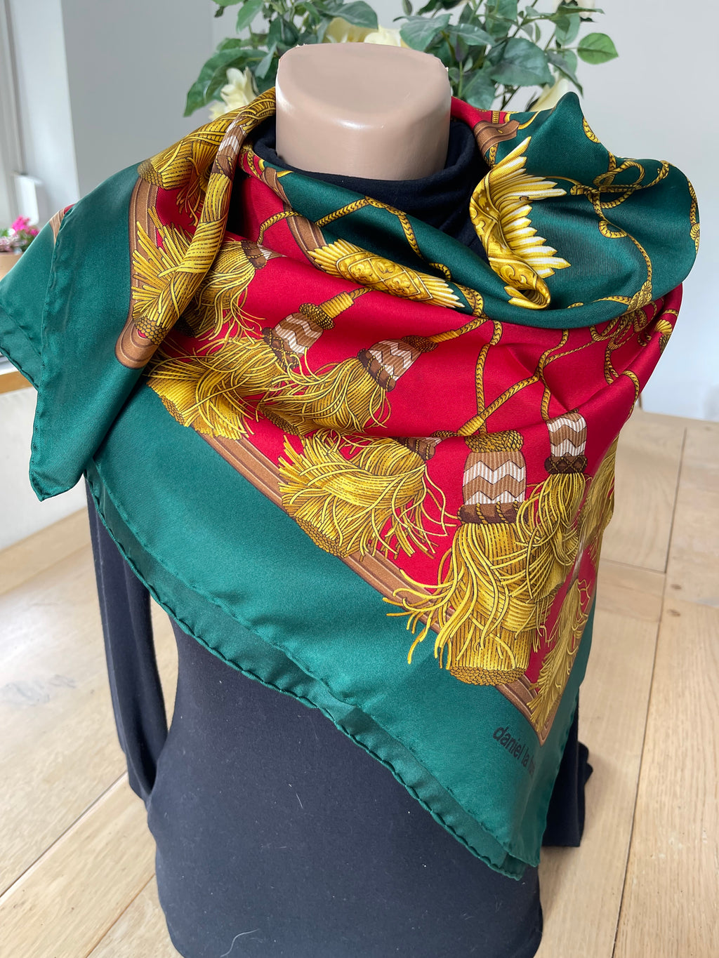 DANIEL LA FORET carré foulard scarf schal sjaal siede soie silk