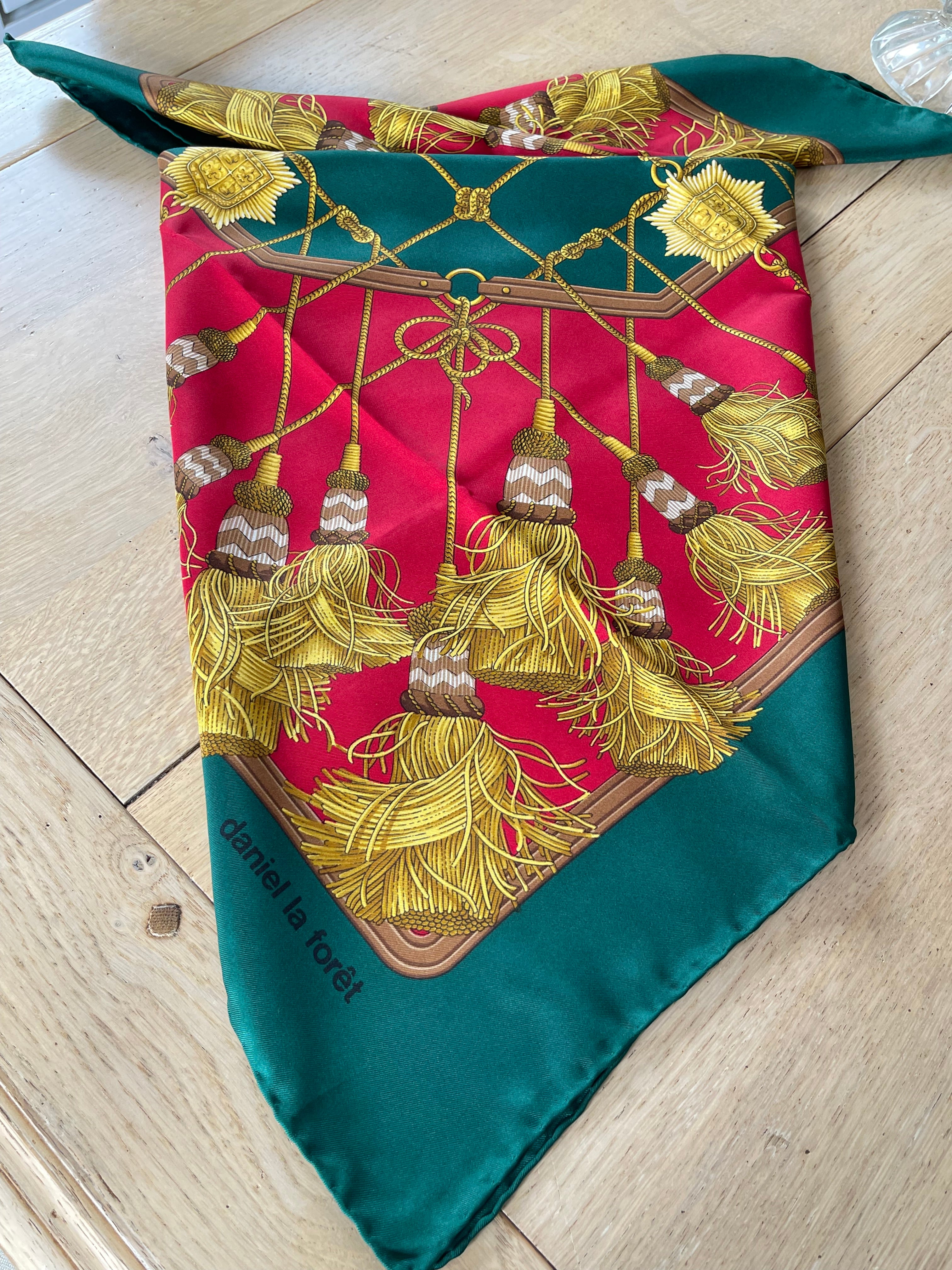 DANIEL LA FORET carré foulard scarf schal sjaal siede soie silk