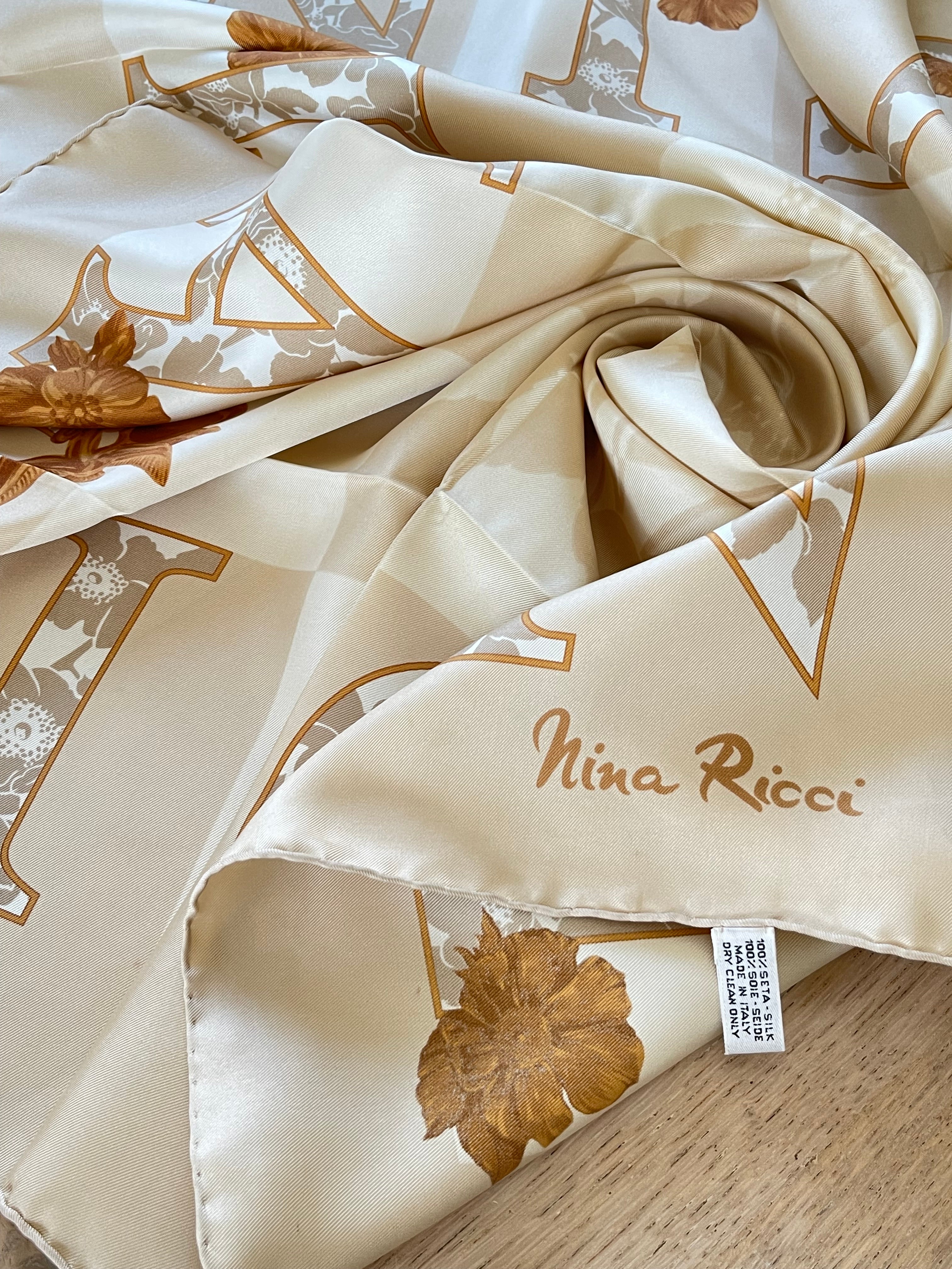 Nina Ricci carré foulard schal sjaal seide silk soie