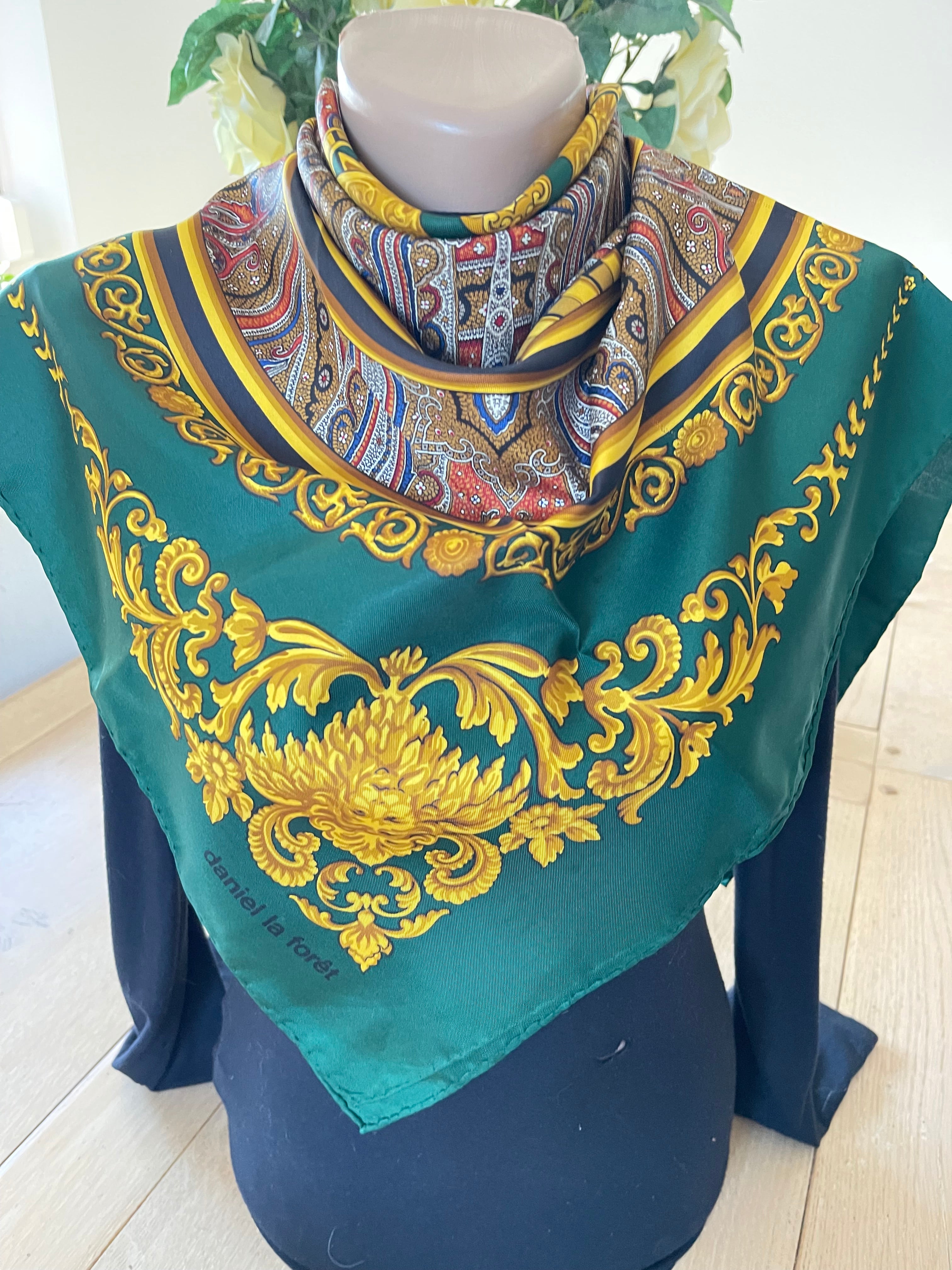 DANIEL LA FORET carré foulard sjaal schal seide silk soie