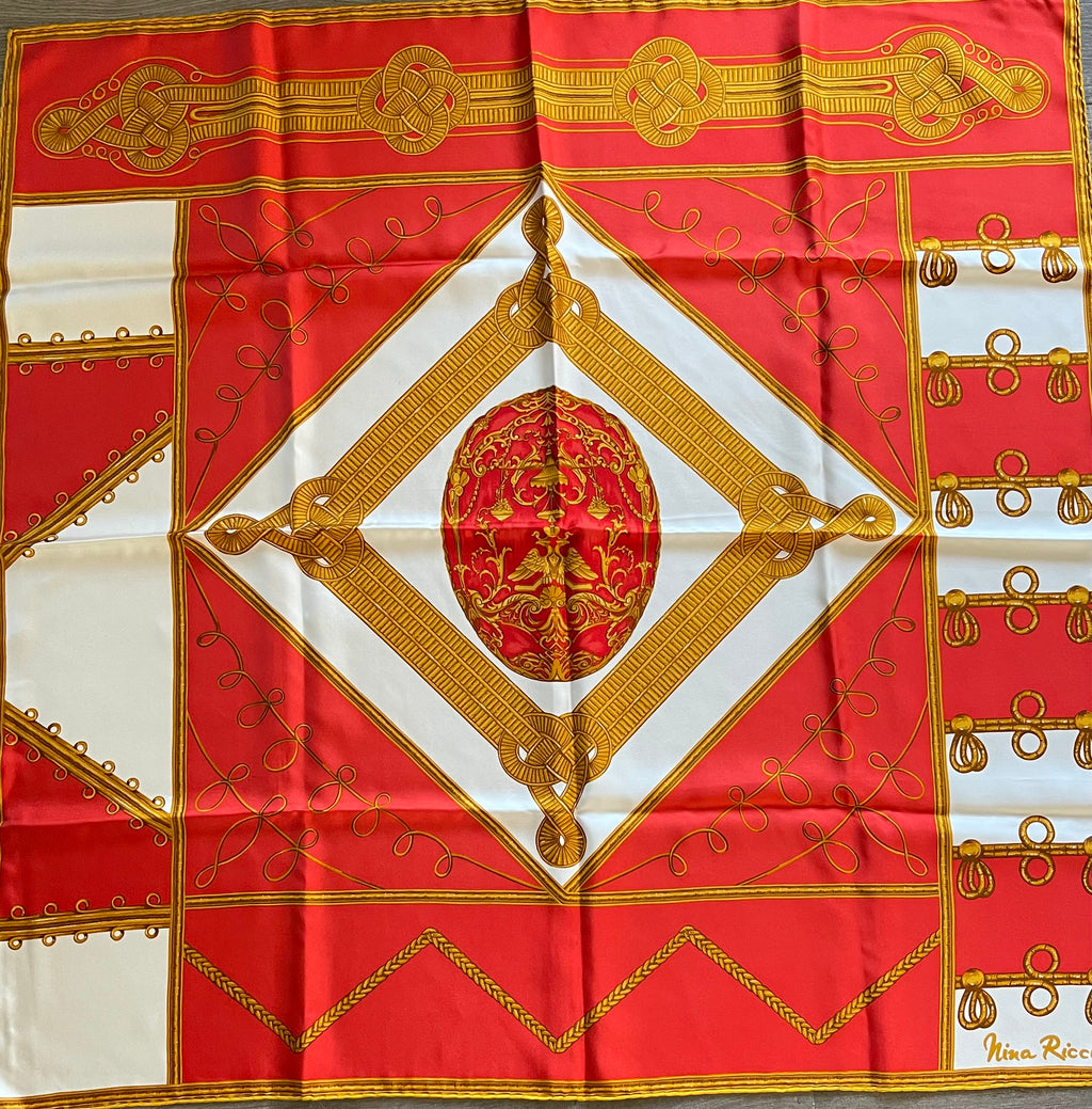 Nina Ricci foulard carré scarf schal sjaal seide silk soie