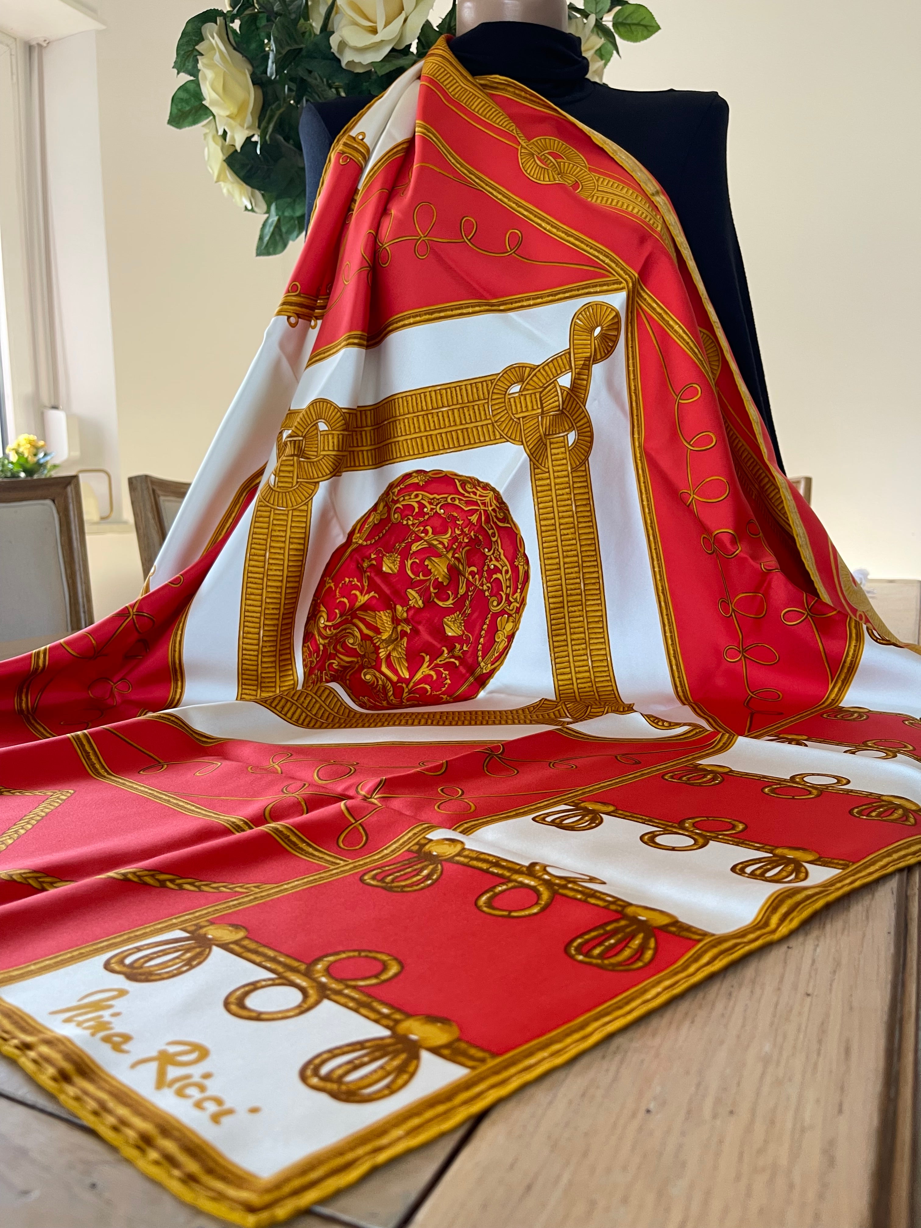 Nina Ricci foulard carré scarf schal sjaal seide silk soie