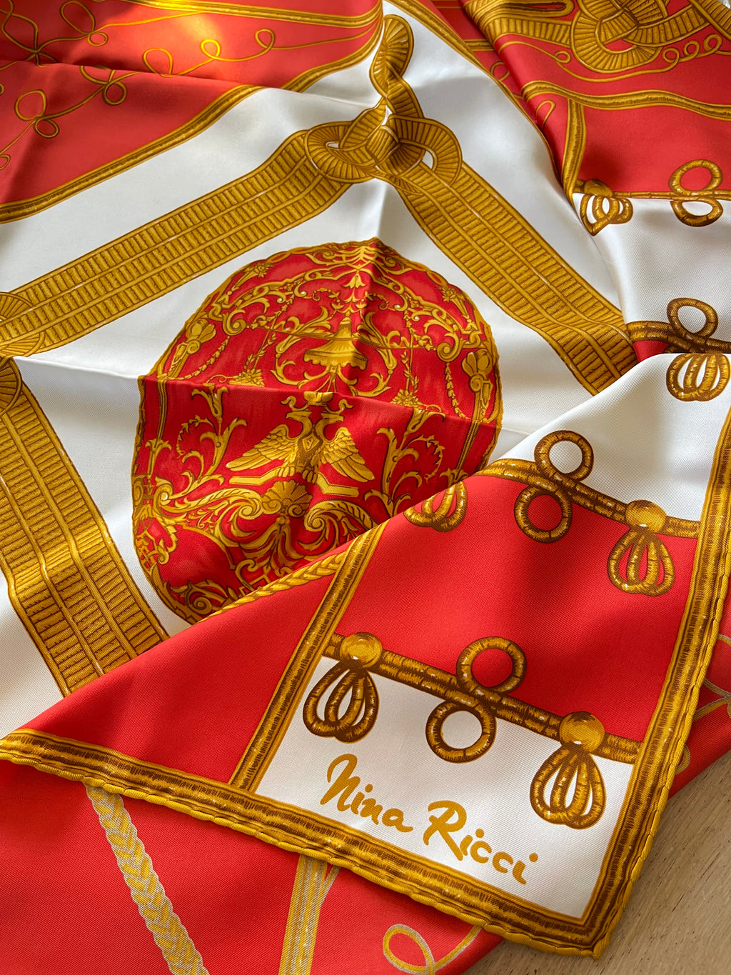 Nina Ricci foulard carré scarf schal sjaal seide silk soie