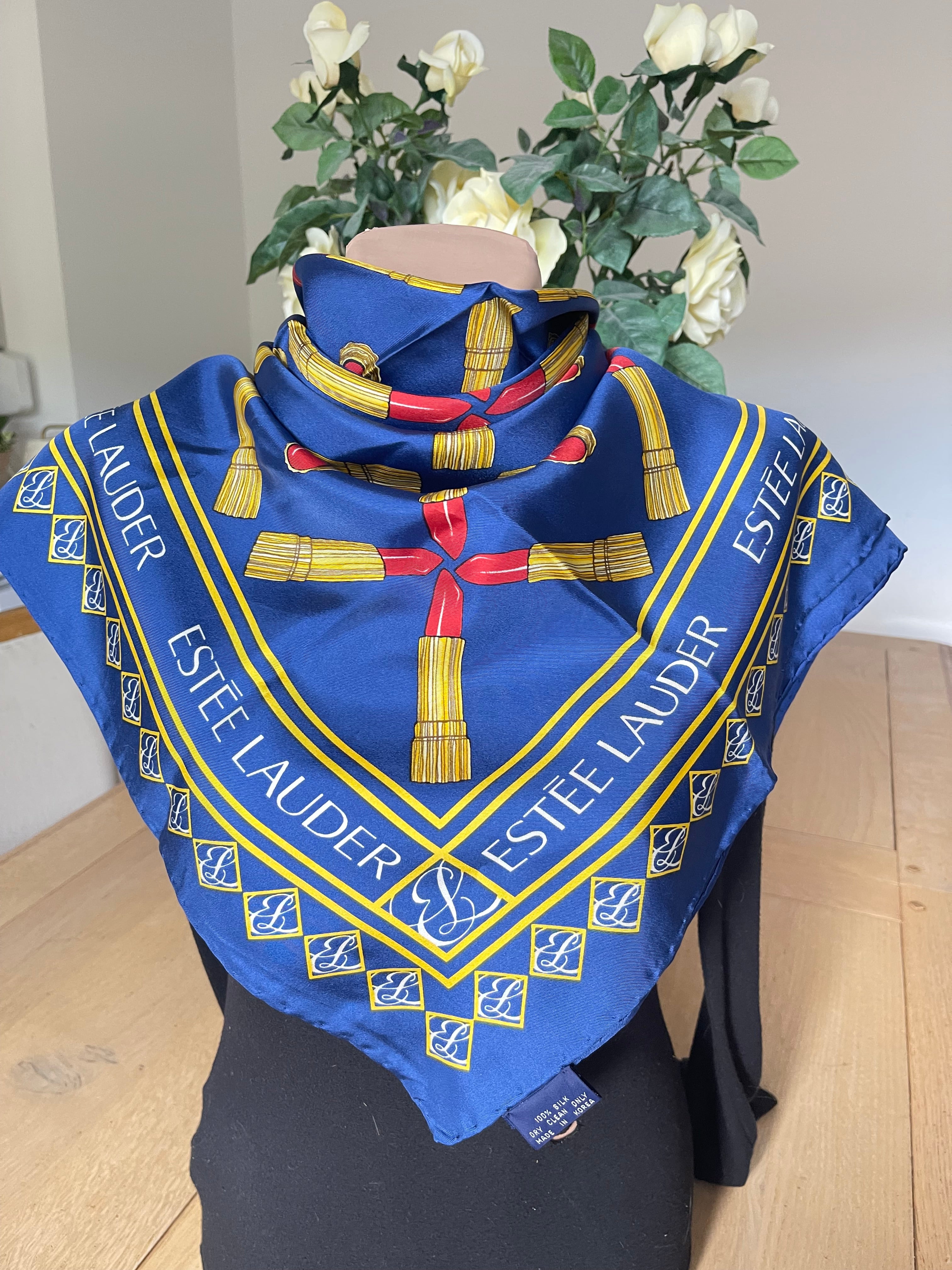 ESTEE LAUDER carré foulard scarf schal sjaal seide silk soie