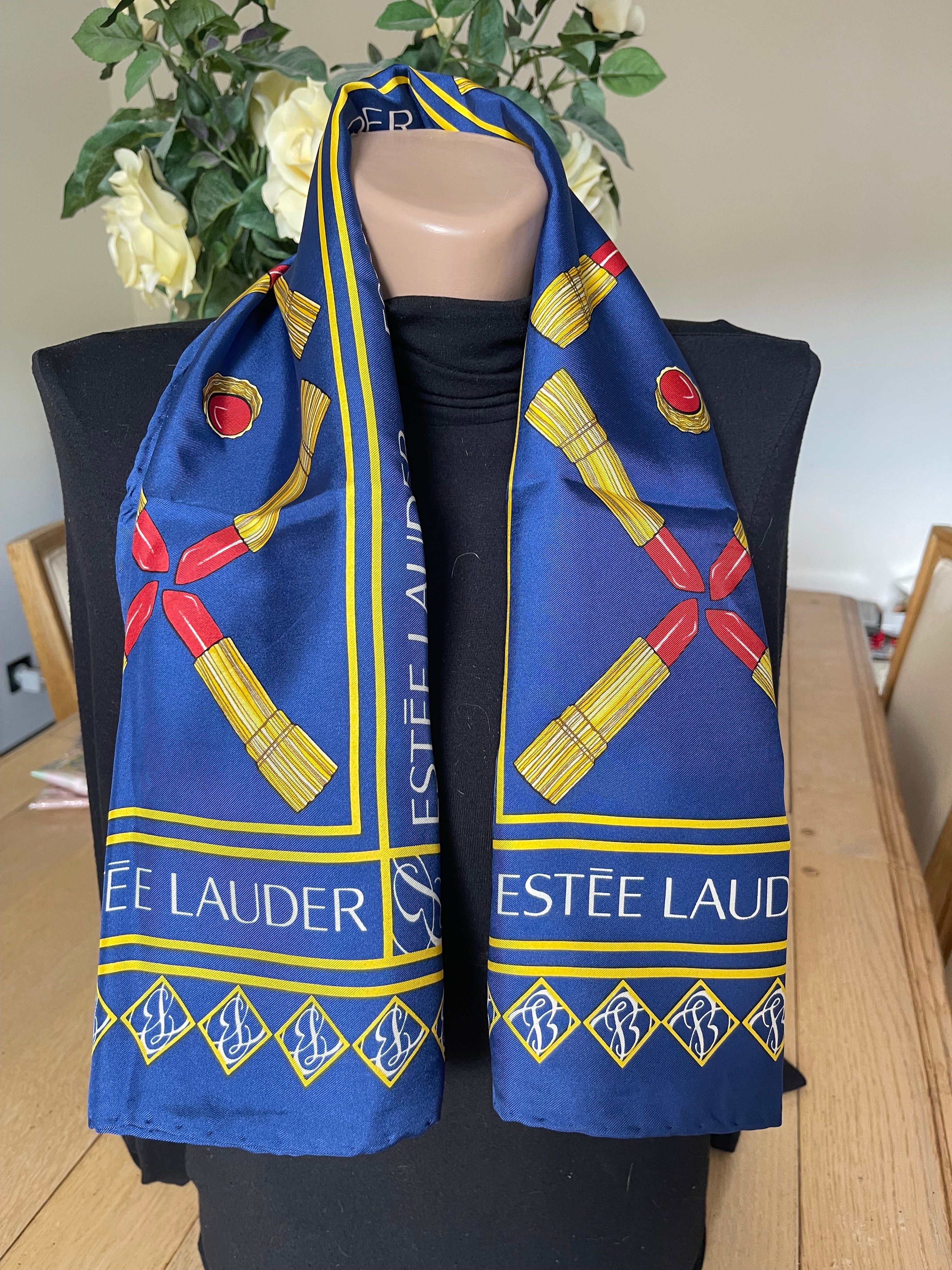 ESTEE LAUDER carré foulard scarf schal sjaal seide silk soie