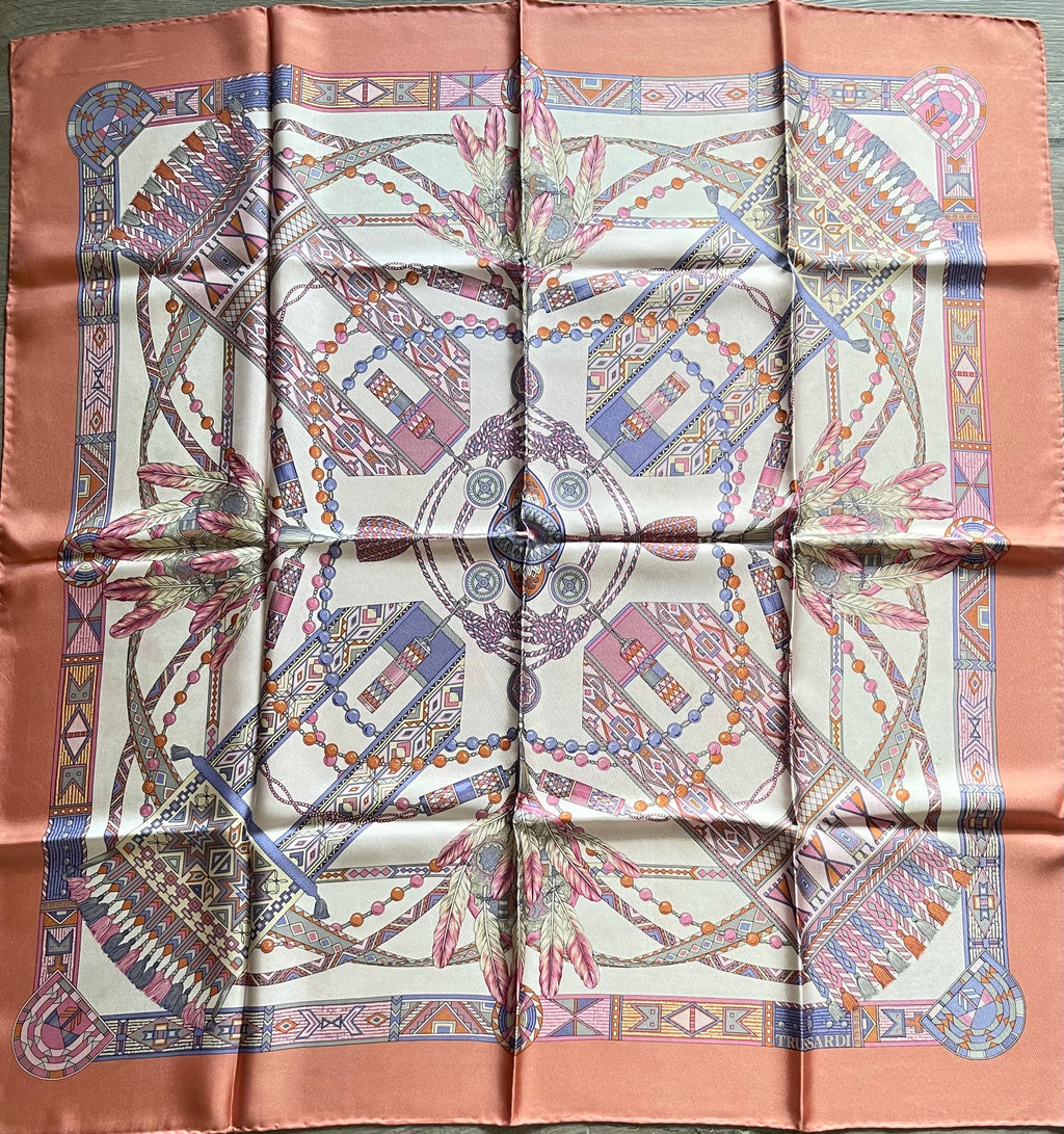 TRUSSARDI carré foulard scarf schal sjaal seide soie silk