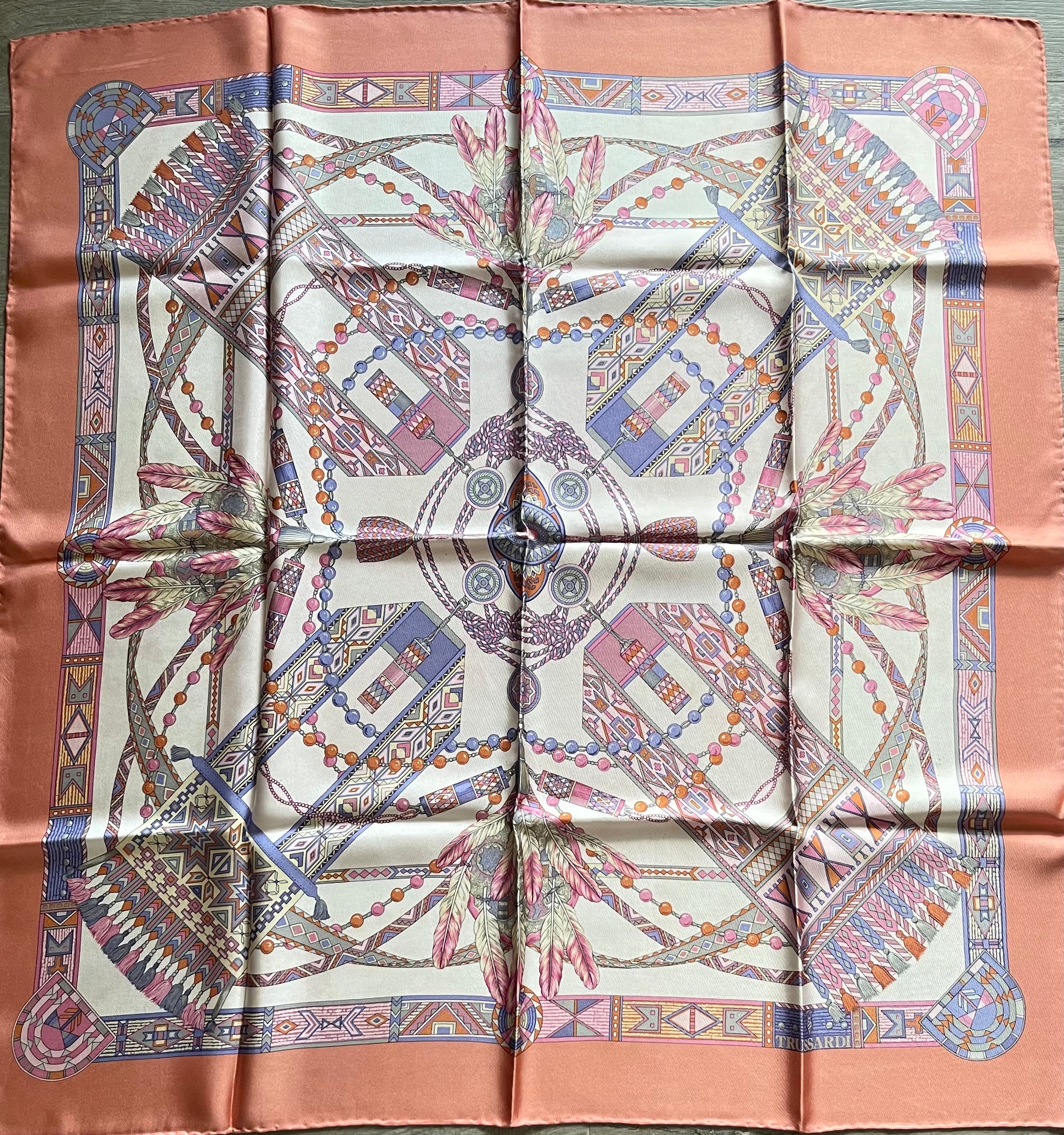 TRUSSARDI carré foulard scarf schal sjaal seide soie silk
