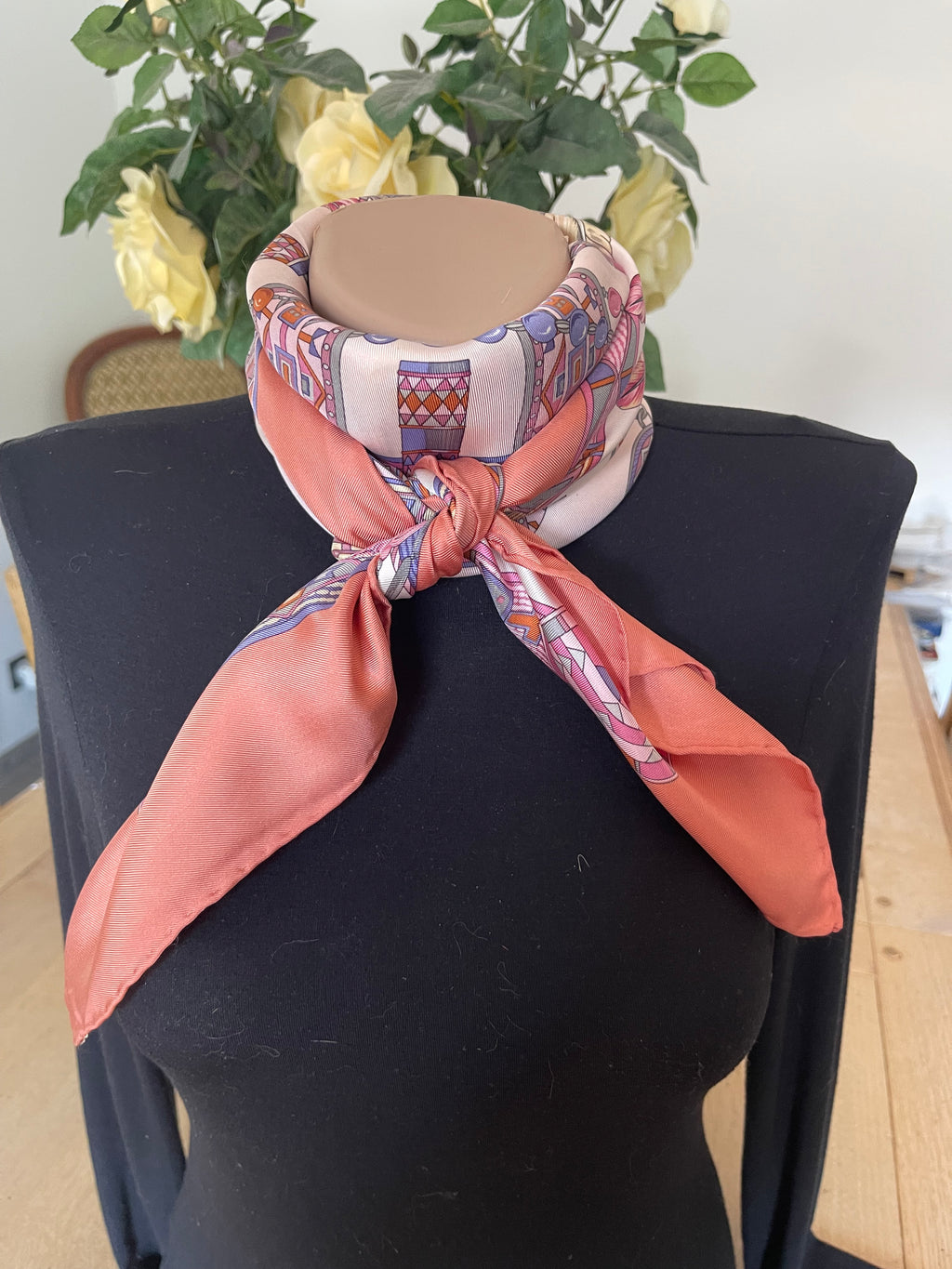 TRUSSARDI carré foulard scarf schal sjaal seide soie silk