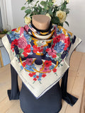 JL SCHERRER carré foulard scarf schal sjaal seide soie silk new