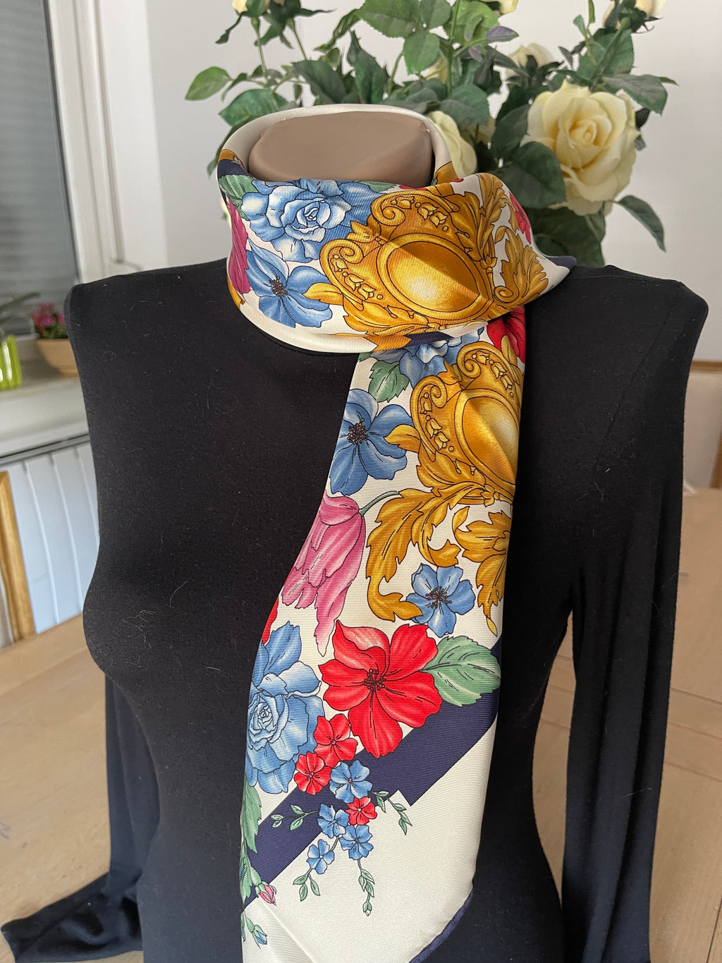 JL SCHERRER carré foulard scarf schal sjaal seide soie silk new