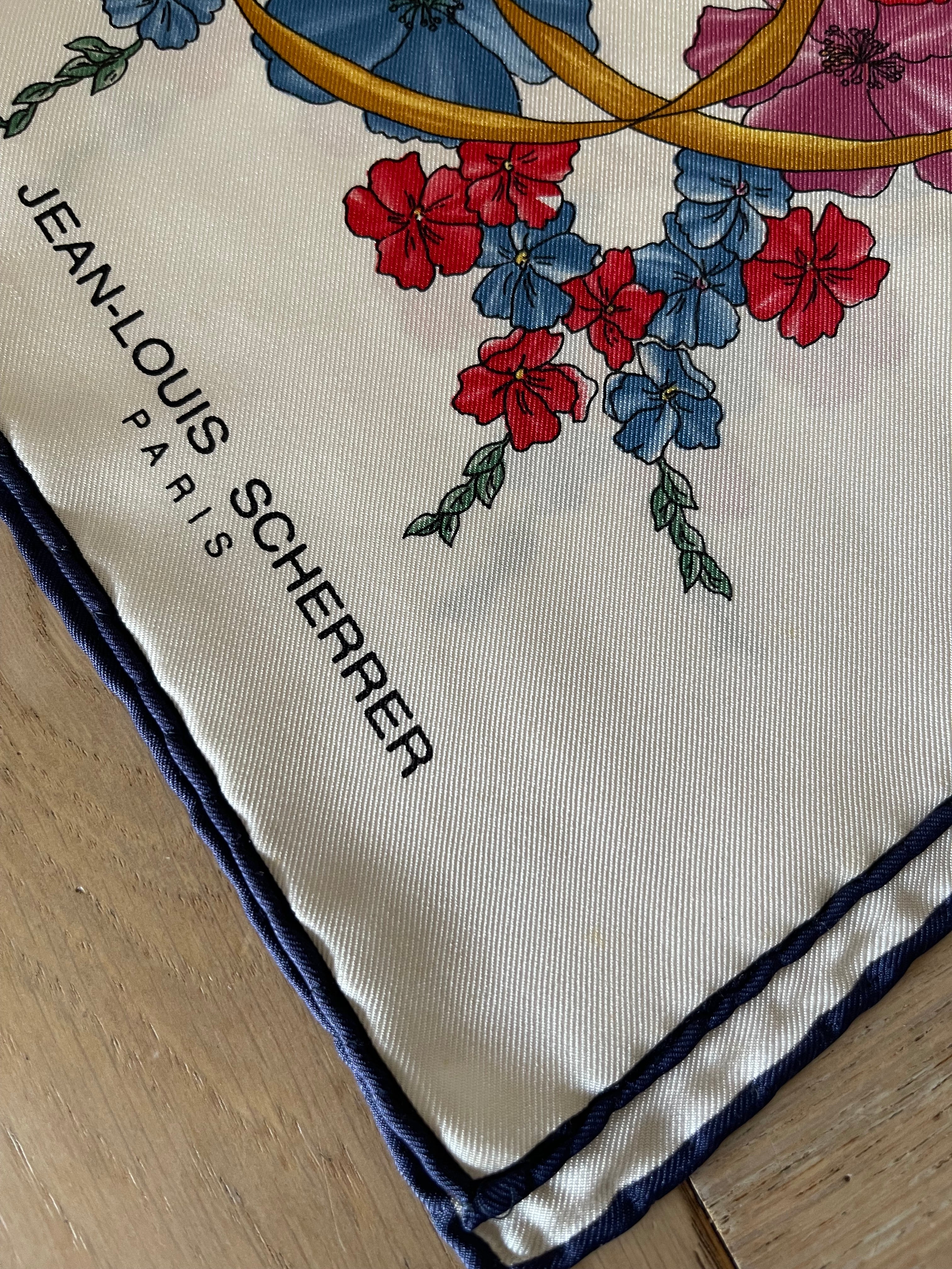 JL SCHERRER carré foulard scarf schal sjaal seide soie silk new