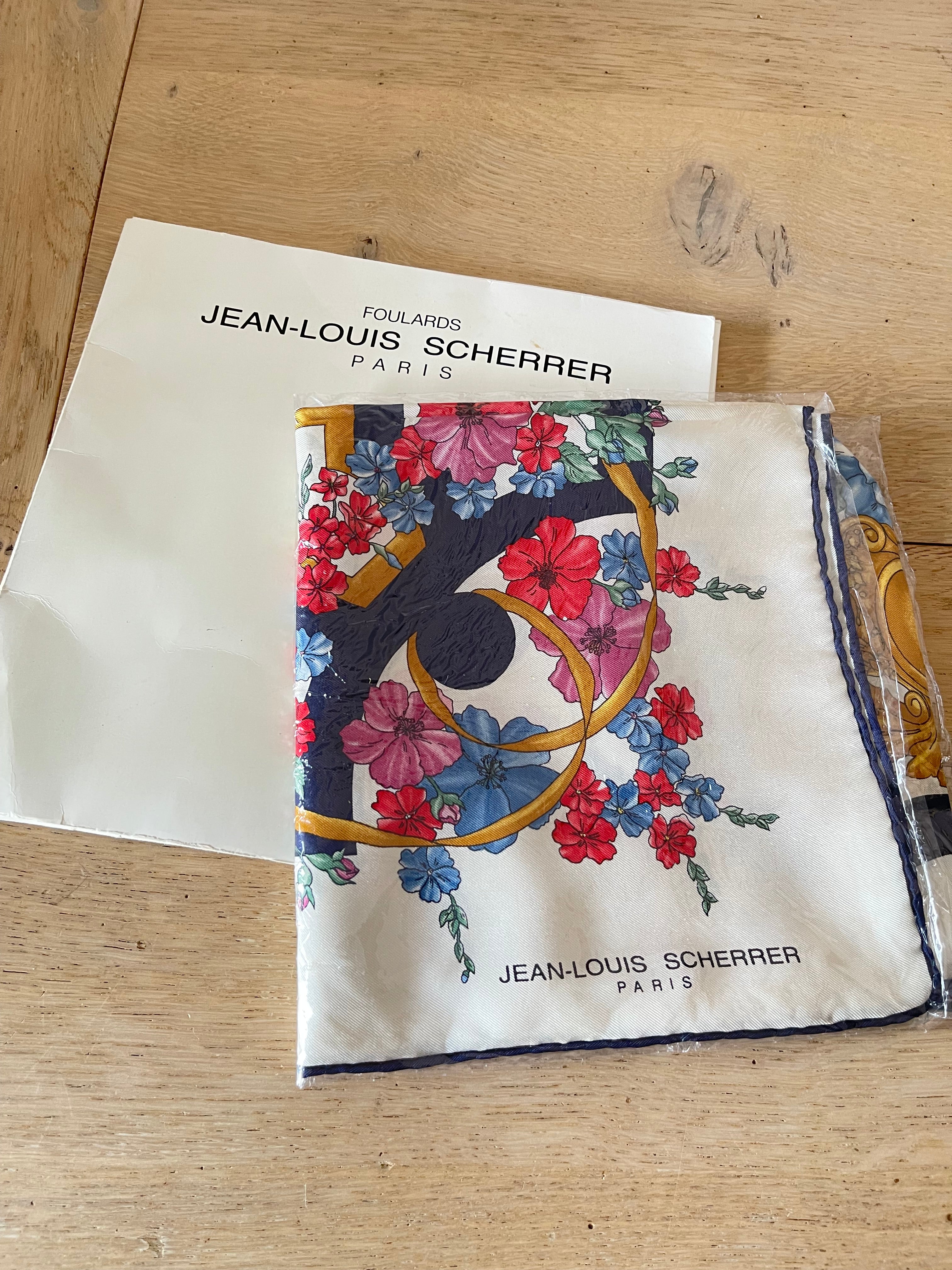 JL SCHERRER carré foulard scarf schal sjaal seide soie silk new