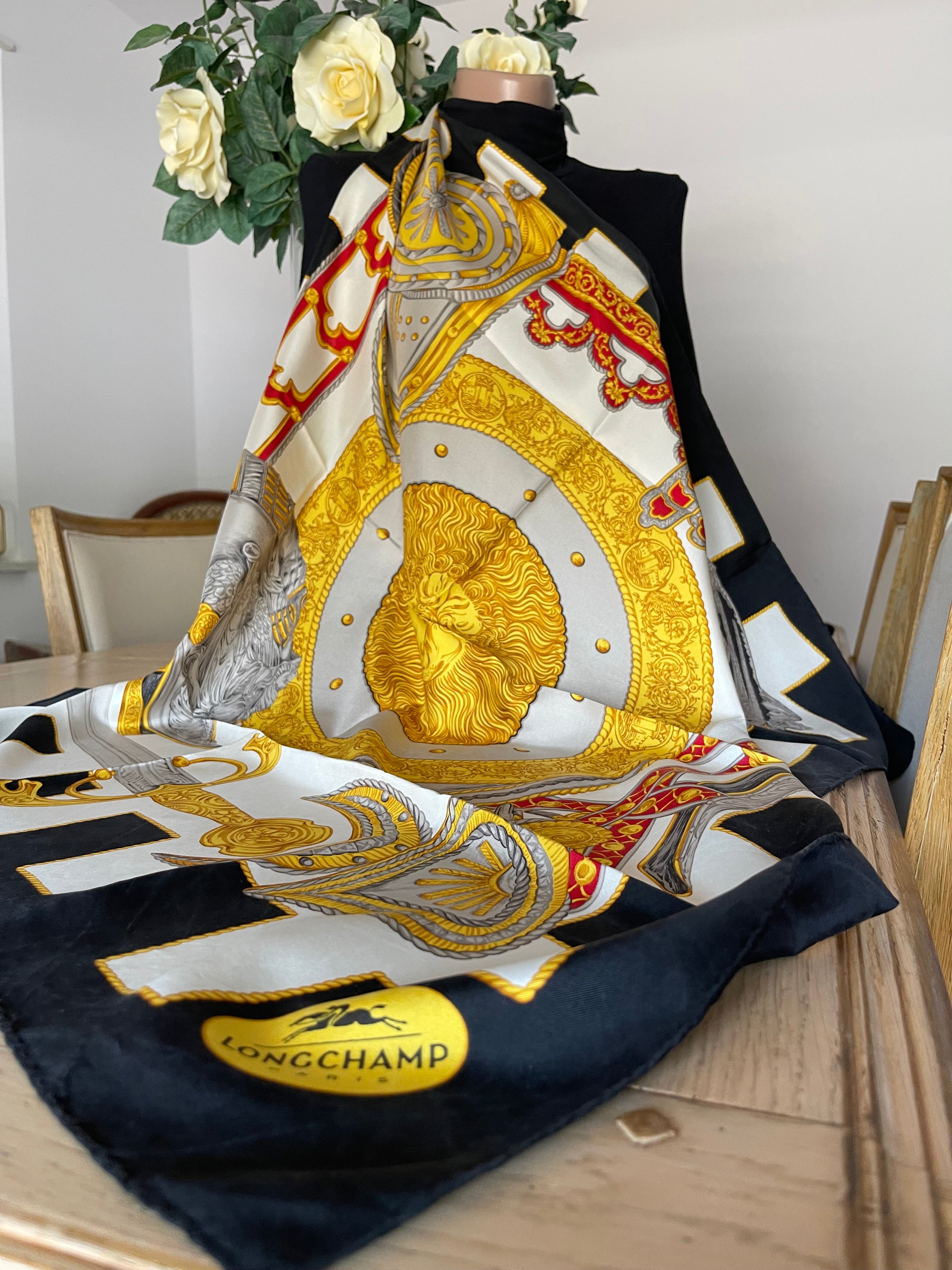 LONGCHAMP carré foulard scarf schal sjaal seide silk soie