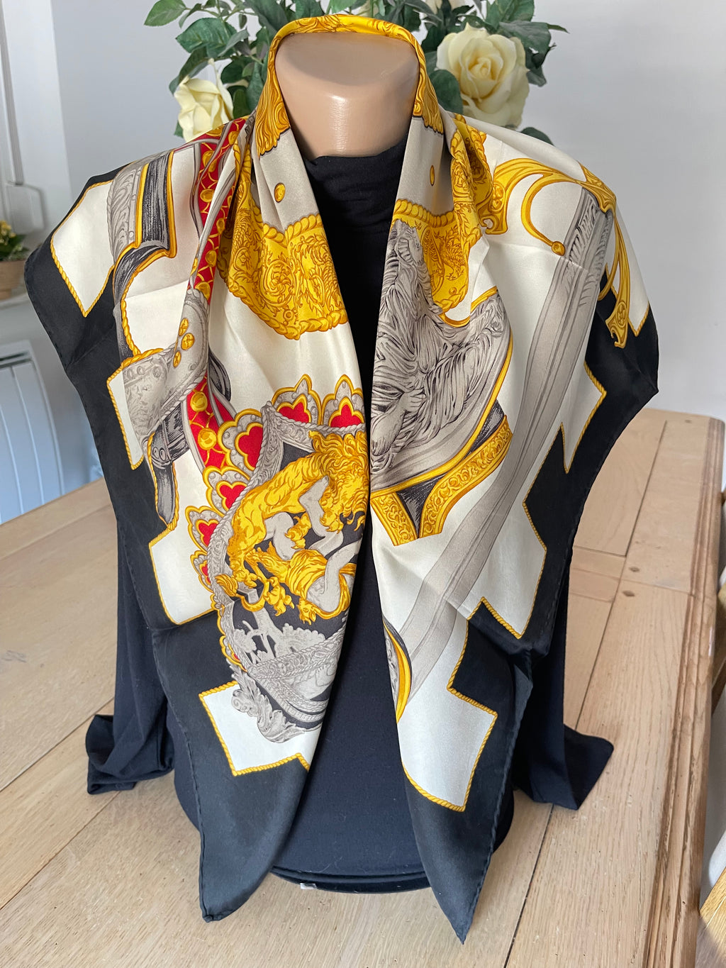 LONGCHAMP carré foulard scarf schal sjaal seide silk soie