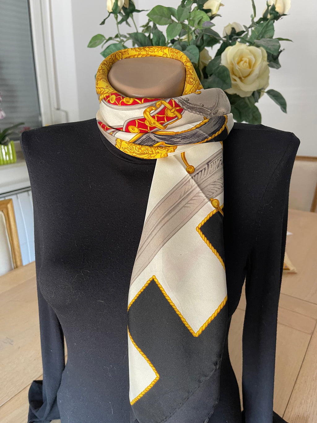 LONGCHAMP carré foulard scarf schal sjaal seide silk soie