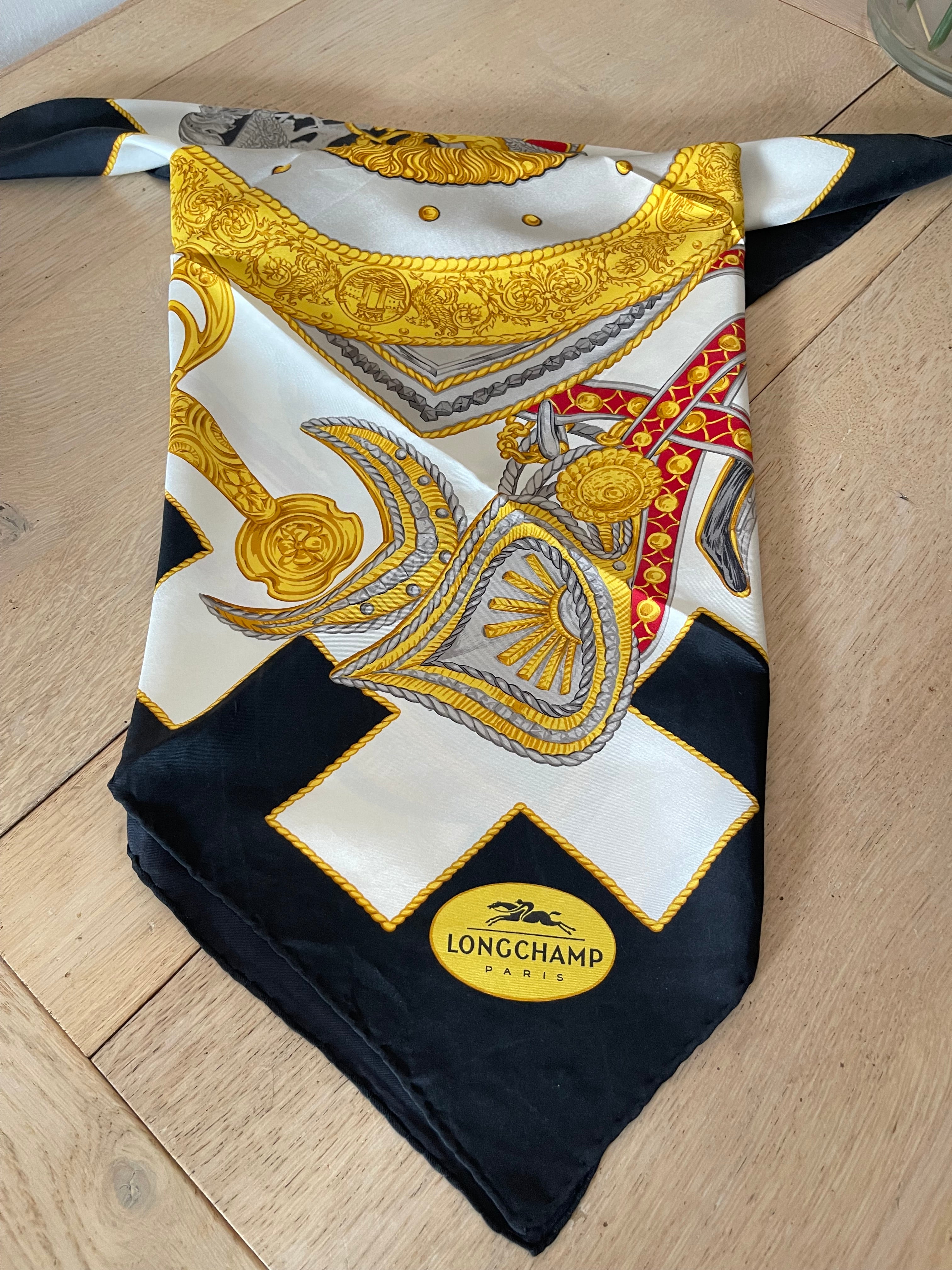 LONGCHAMP carré foulard scarf schal sjaal seide silk soie
